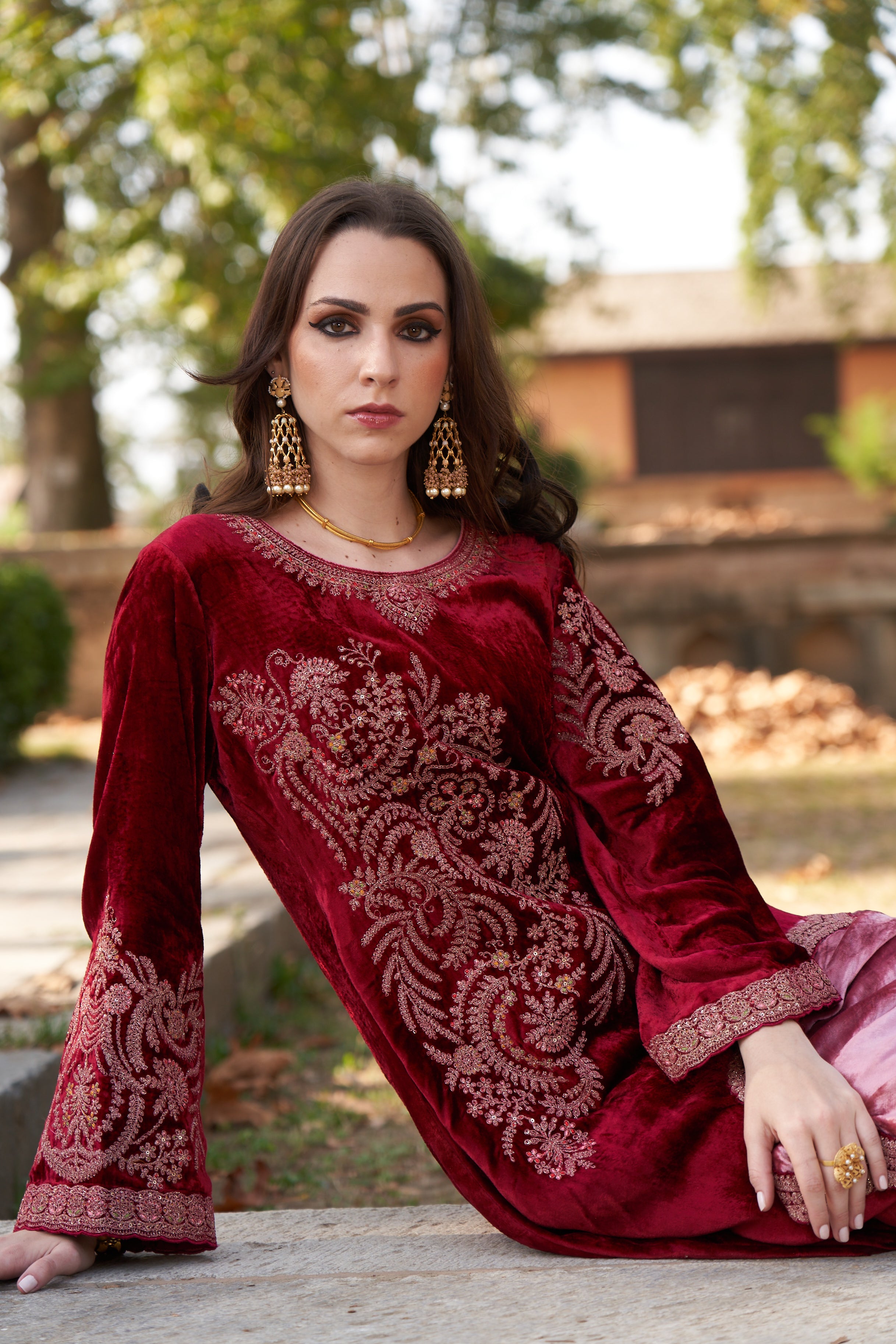 Handcrafted Jannat Earrings – Featuring 100mm Height and 22K Gold Plating