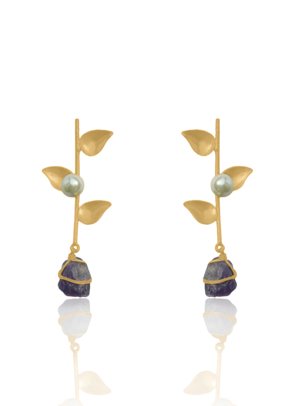 Leaf Style Nature Earrings with 18K Gold-Plated Plating