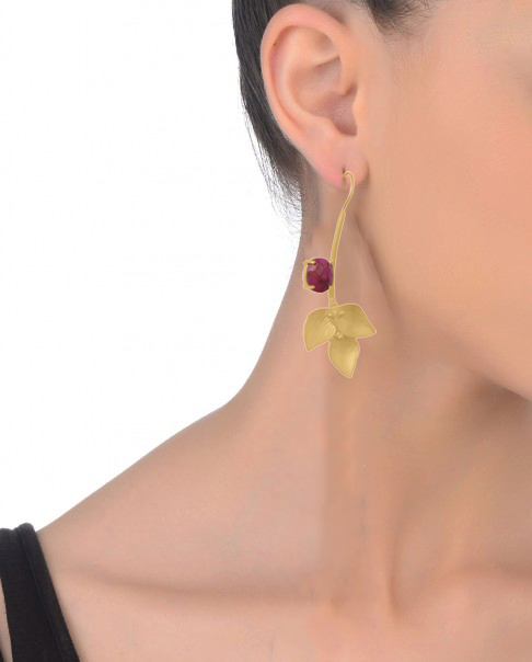 Leaf style Nature Earrings with 22k Gold Plating
