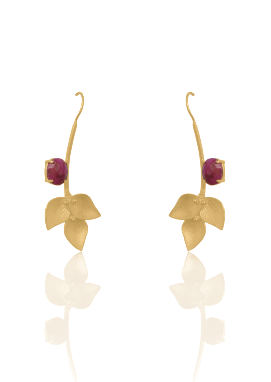 Leaf style Nature Earrings with 22k Gold Plating