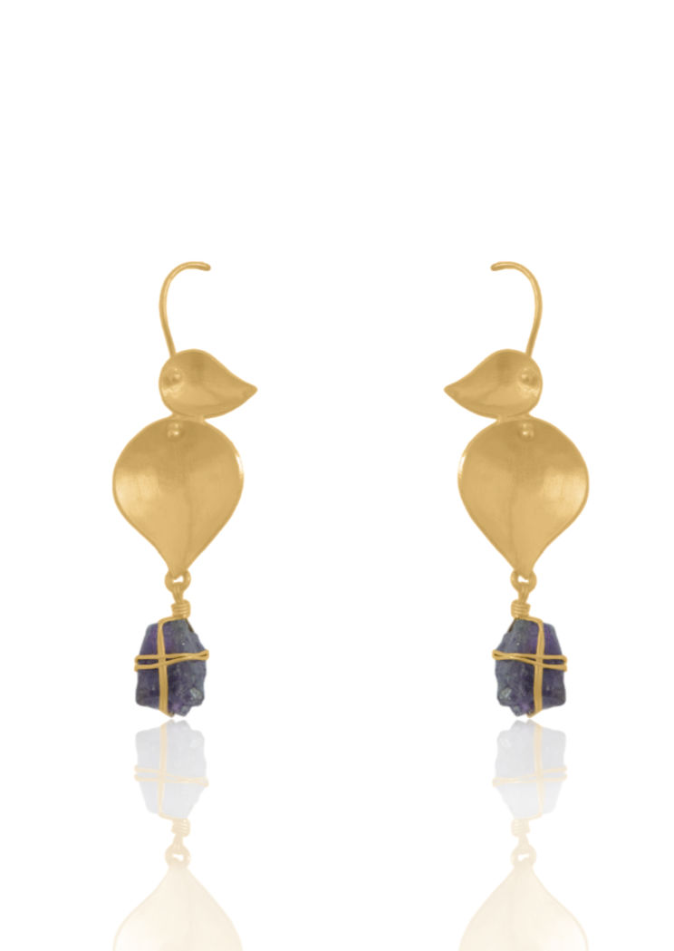 Nature Earrings - 62mm Height with 22K Gold Plating