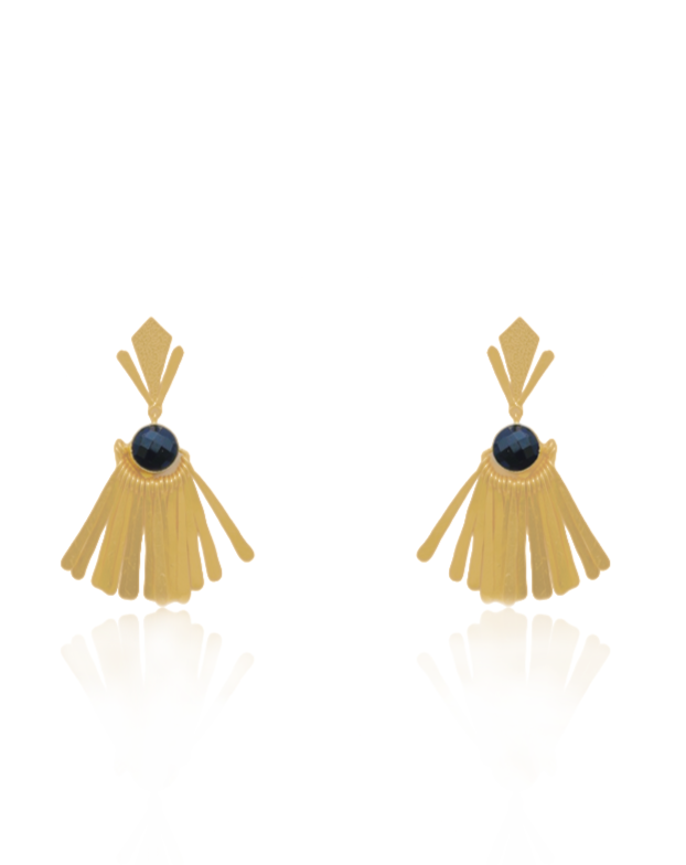 Handmade Fringe Earrings 66mm Height with 22K Gold-Plated Finish