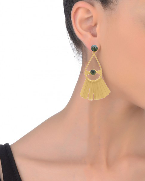 Handmade Fringe Earrings For Women 80mm Height with 18K Gold-Plated Finish