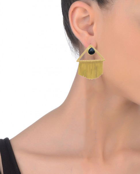 Handmade Fringe Earrings with 22k gold plating 52mm