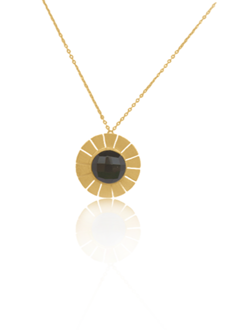 Fringe Necklace - Brass with 18K Gold Plate and Natural Stones on Adjustable Chain