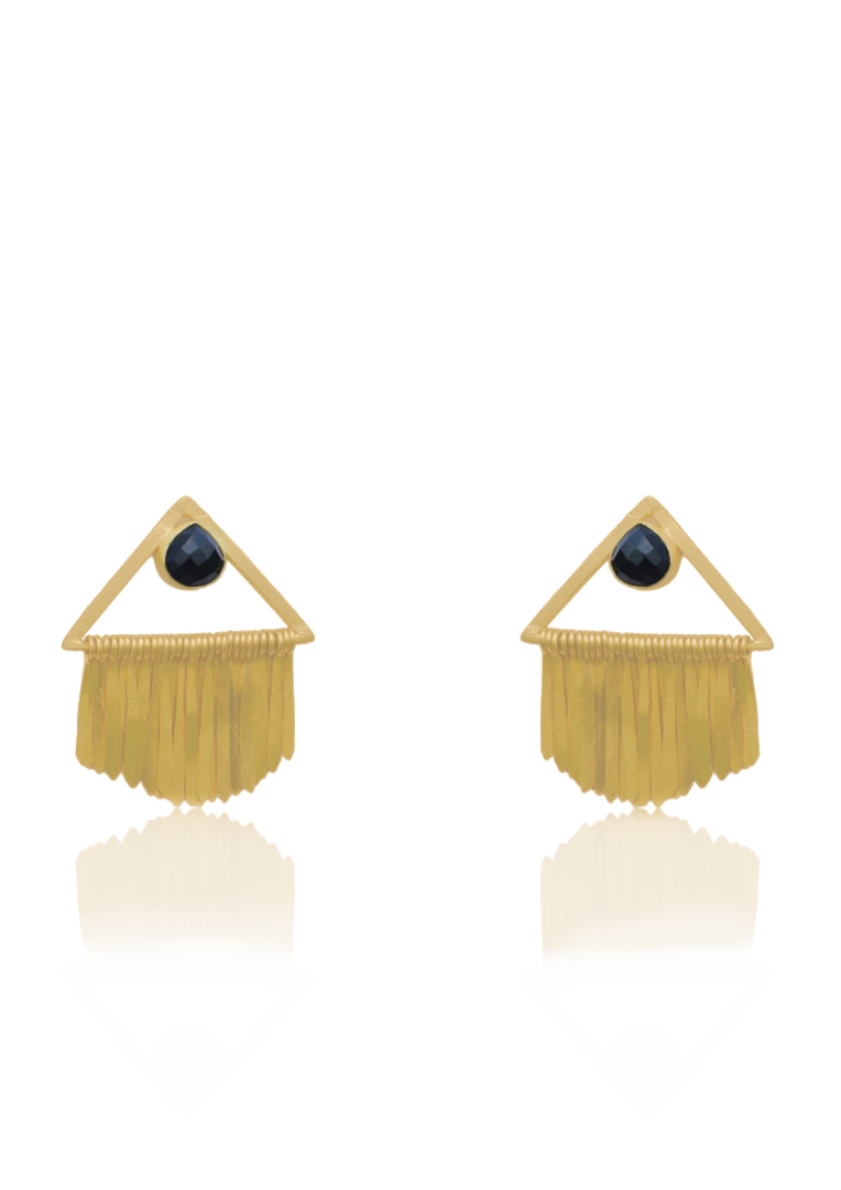 Handmade Fringe Earrings with 22k gold plating 52mm