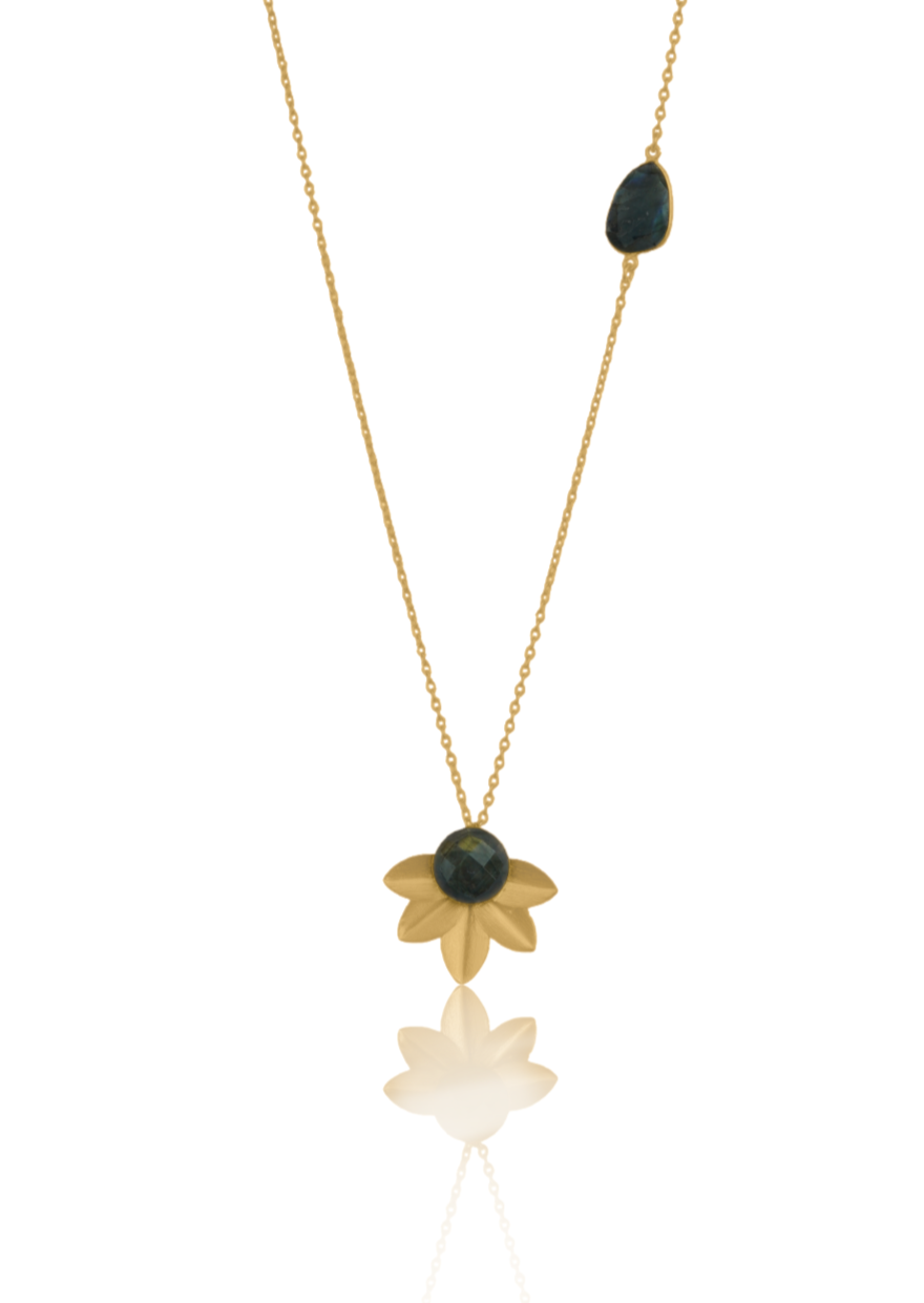 Nature Necklace - Brass with 22K Gold, 33mm x 37mm Pendant, 710mm Chain