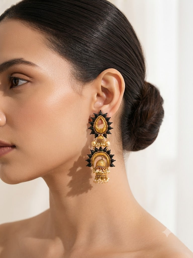Maya Royal Jhumkas detail view