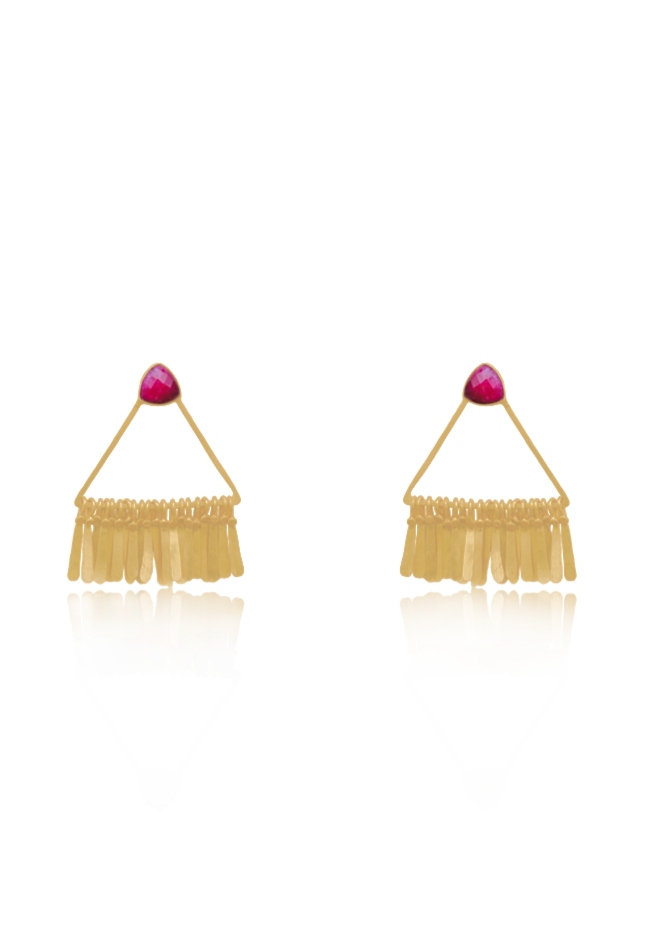 Handmade Fringe Earrings 56mm Height with 22K Gold-Plated Finish
