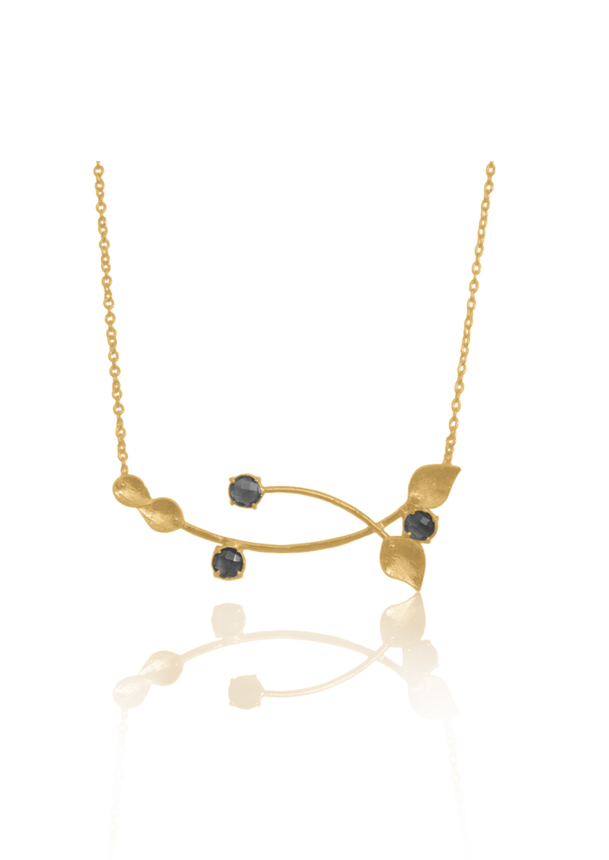 Nature Necklace - Brass with 22K Gold and Oversized Chandelier Pendant