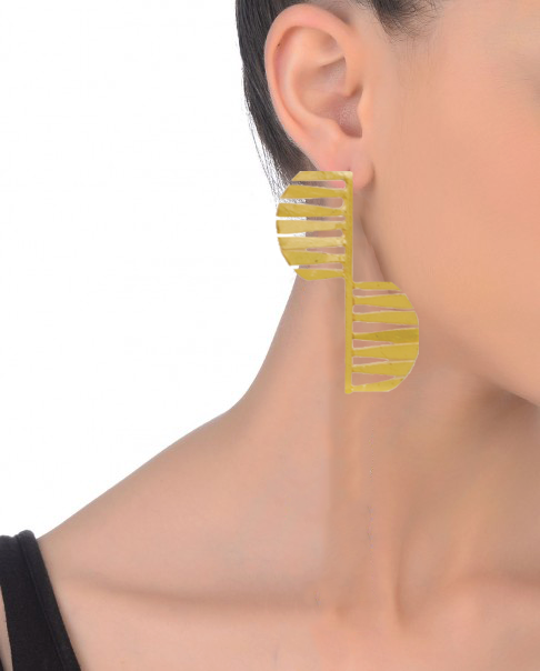 Handmade Fringe Earrings with 22K Gold Plating - Height 33mm