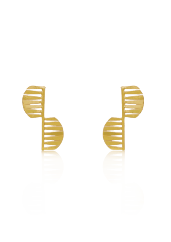 Handmade Fringe Earrings with 22K Gold Plating - Height 33mm