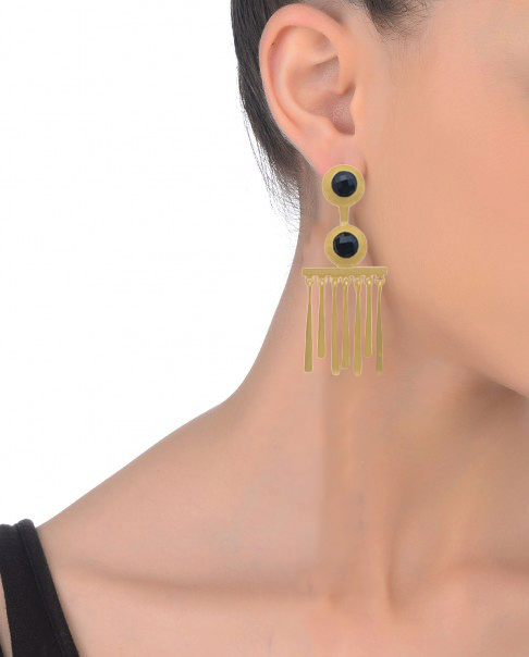 Handmade Fringe Earrings For Women 66mm Height with 22K Gold-Plated Finish