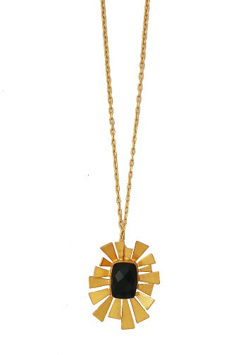Metal Blast Necklace - Elegant Brass Pendant with 22K Gold Finish