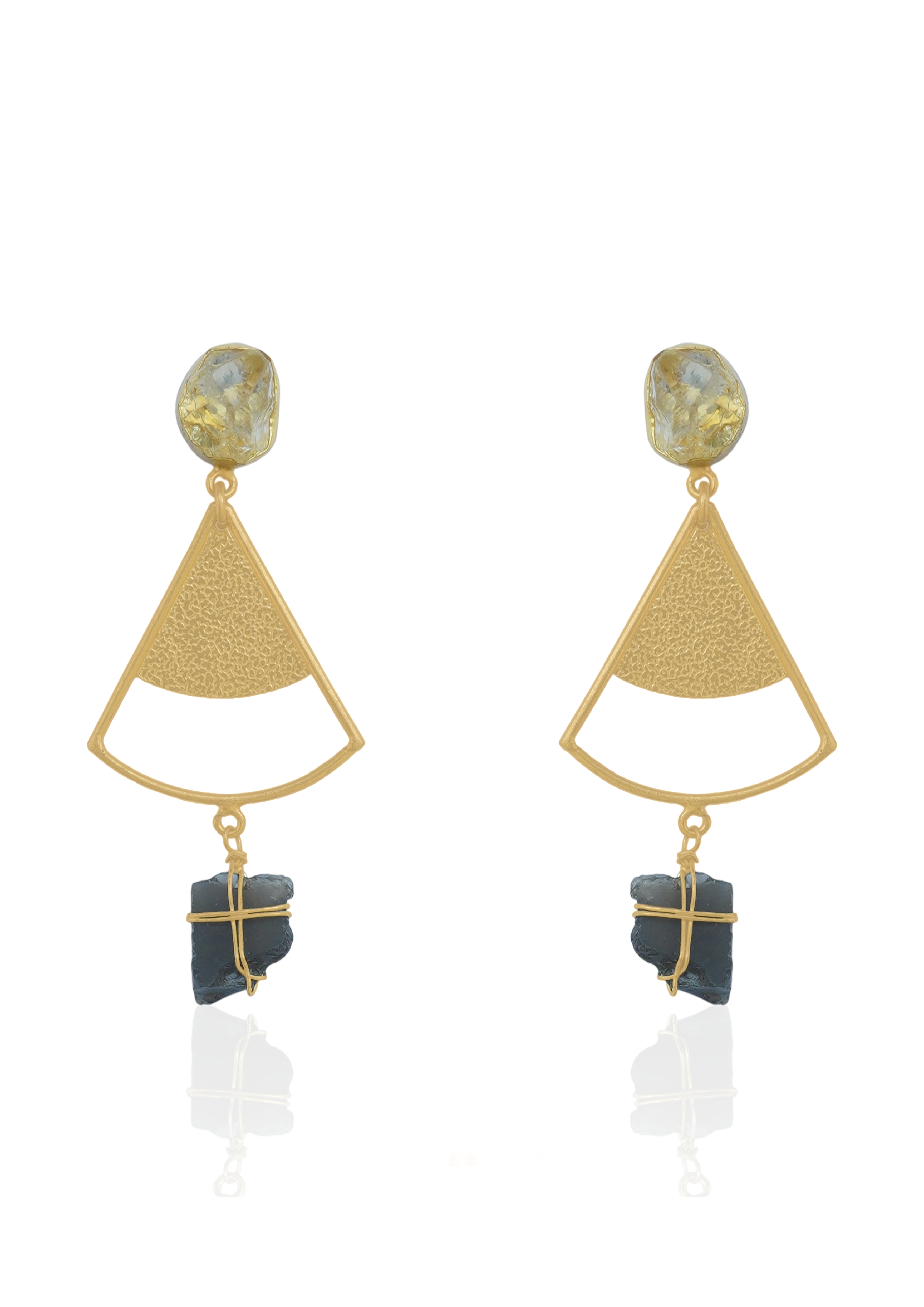 Handmade Earring with 18K Gold Plate and Natural Stones