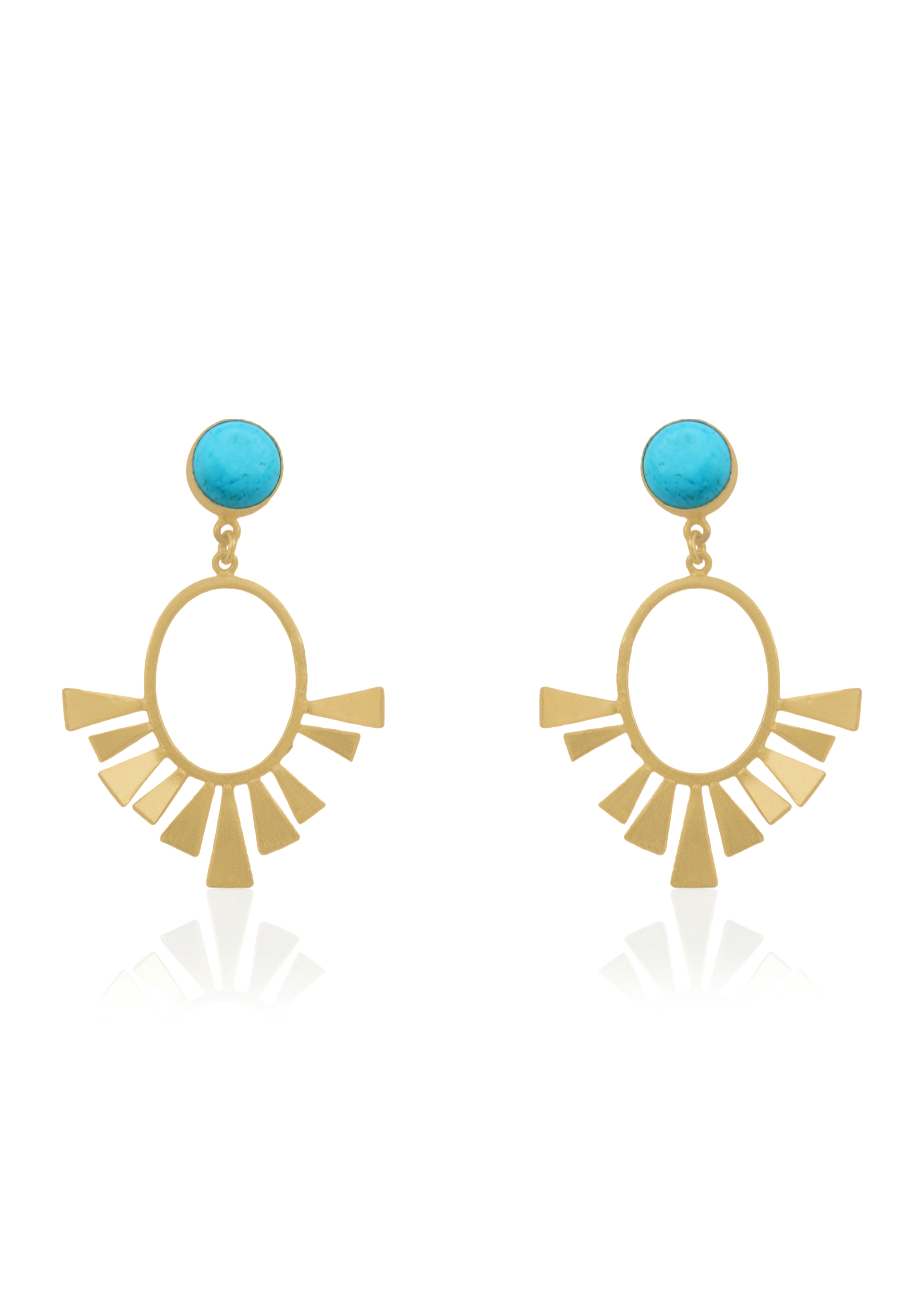 Golden Breeze: Lightweight 18K Gold-Plated Statement Earrings with Natural Stones