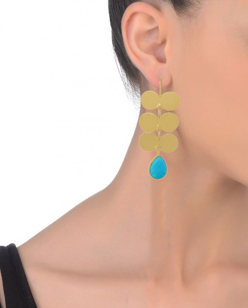 Handmade Metal blast Earrings 18k Gold 67mm