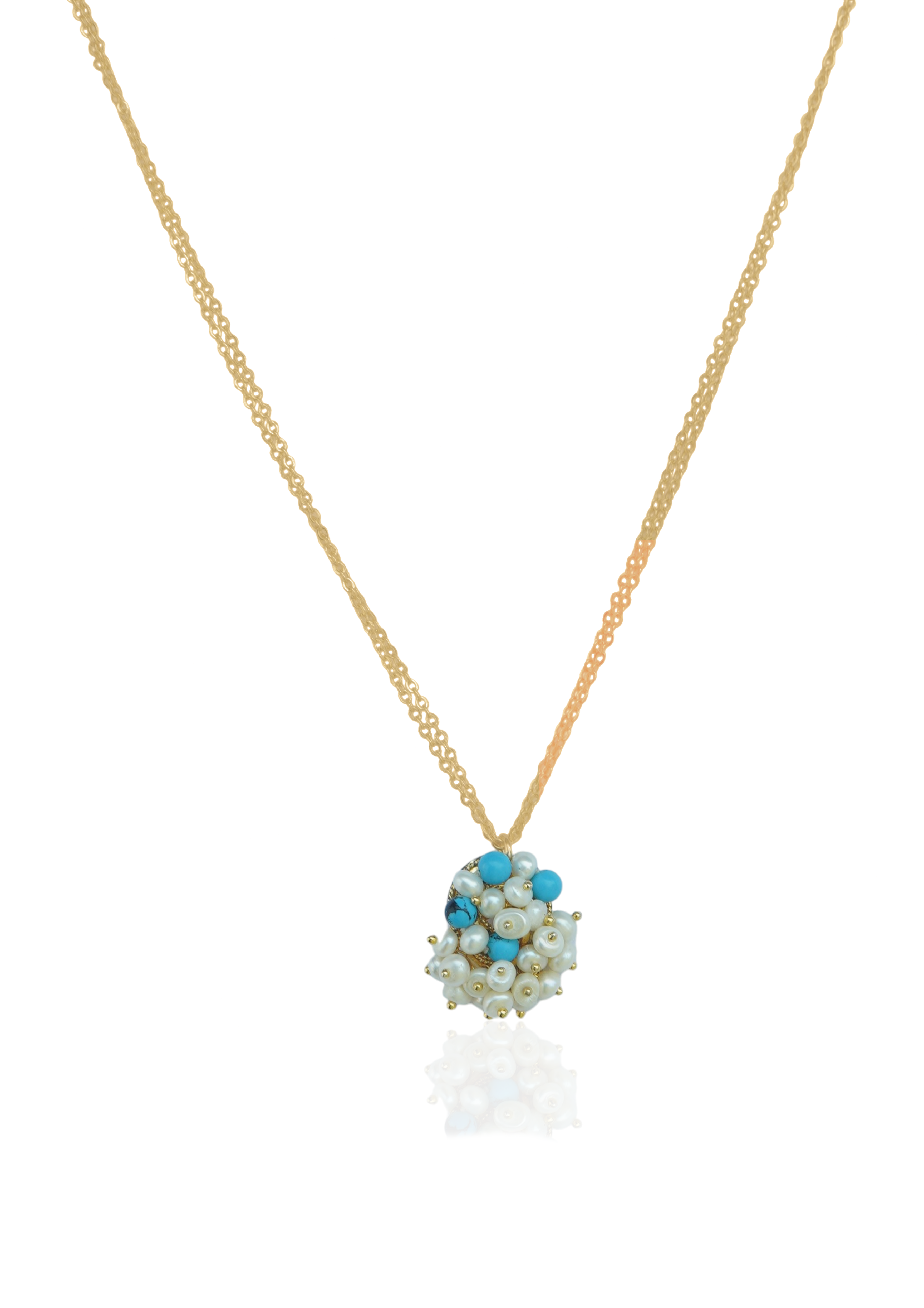 Metal Blast Necklace - Artisanal Charm with 18K Gold and Natural Stone