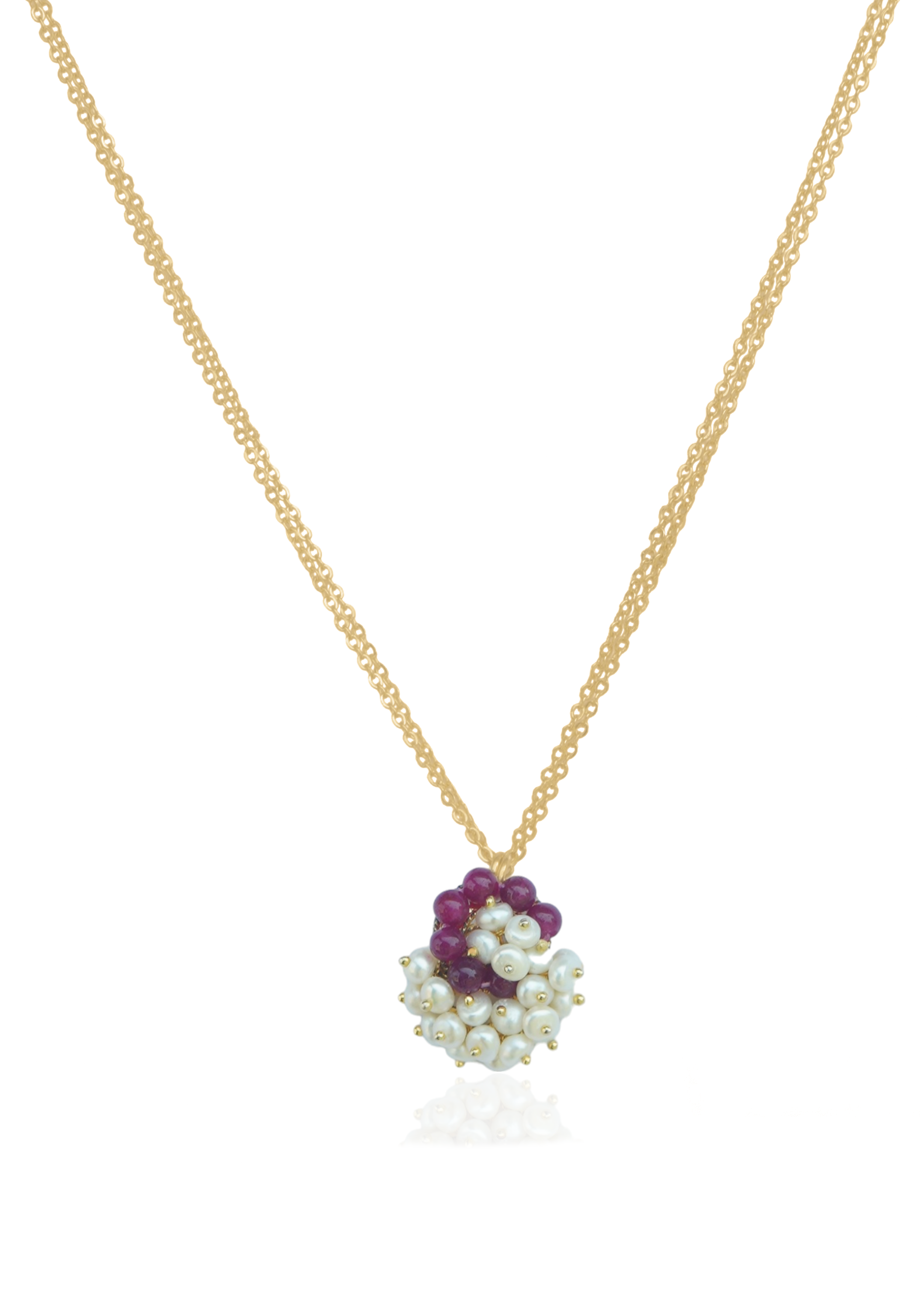 Metal Blast Necklace - Lightweight Brass with 18K Gold Plate and Natural Stones
