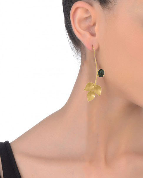Nature Earrings for indian outfits - 60mm Height with 22K Gold Plating