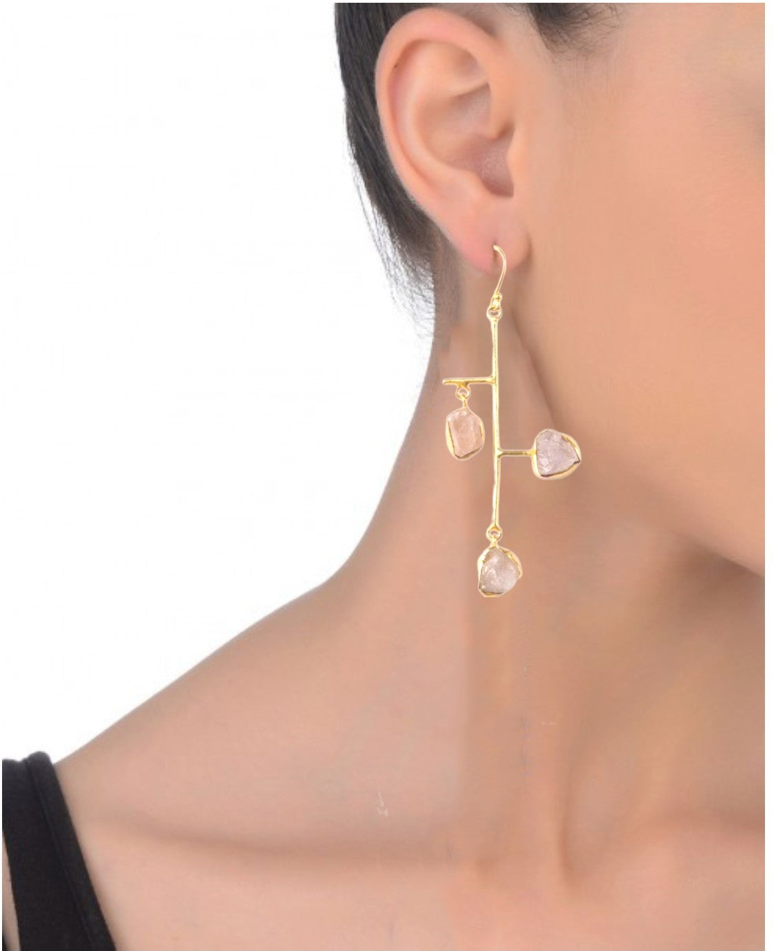 Statement NOOR Earrings – 80mm Long, Featuring Handcrafted Detail and 18K Gold Plating