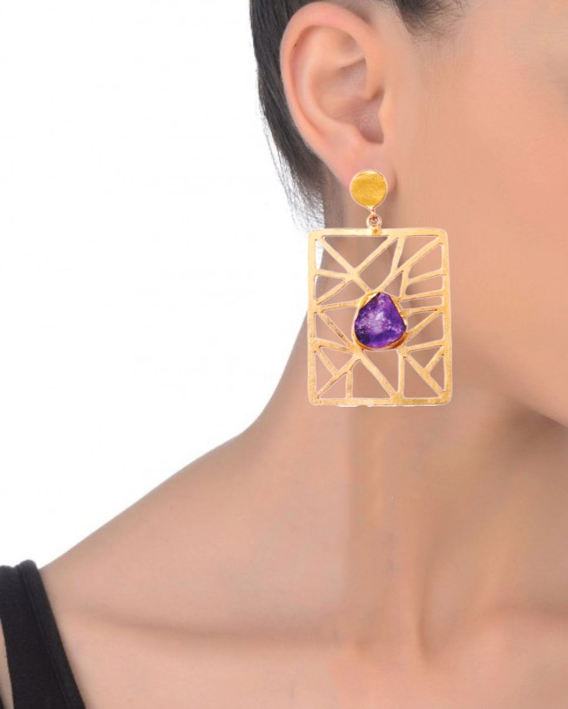 Handcrafted NOOR Earrings – 66mm Height with a Beautiful 18K Gold-Plated Finish for Cultural Wear