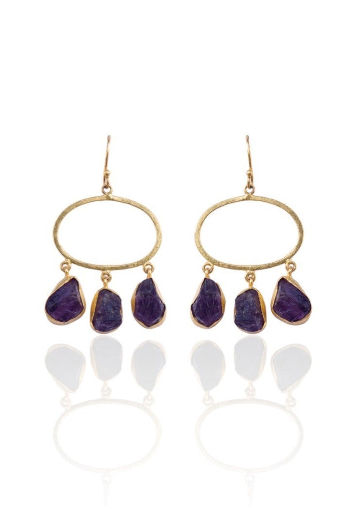 Artisan Stone age  Earrings – 57mm Length, Elegant 18K Gold-Plated Design for a Timeless Indian Look