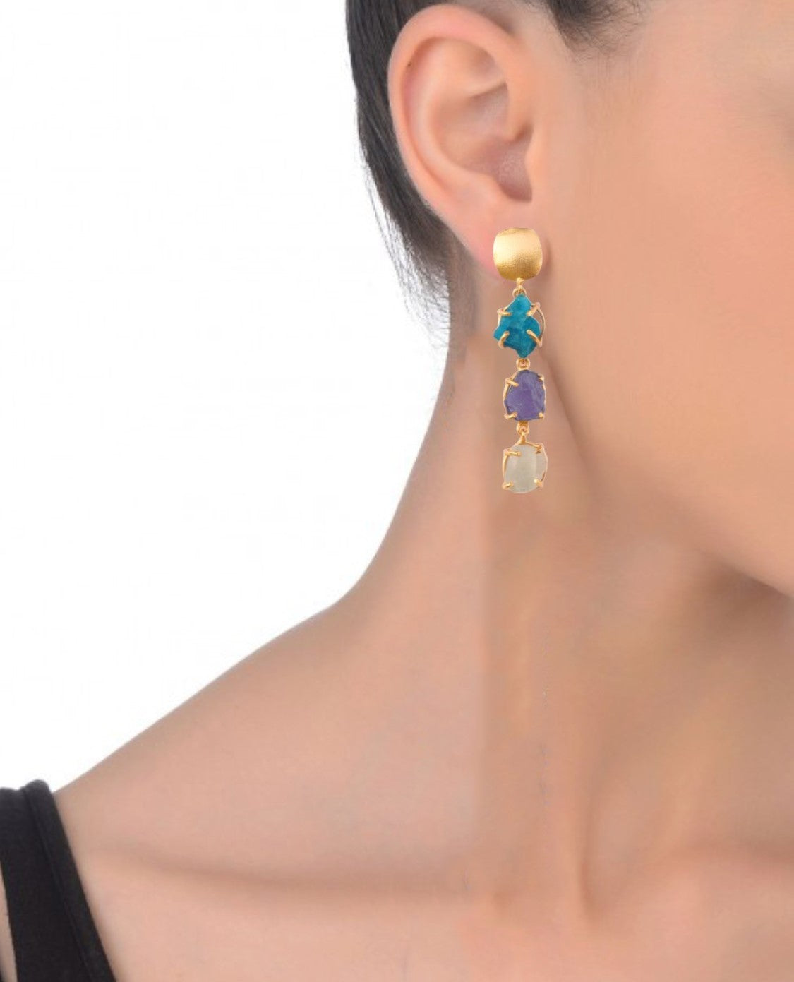 NOOR Earrings – 63mm Height, Handcrafted with a Luxe 18K Gold-Plated Finish for Indian Wear