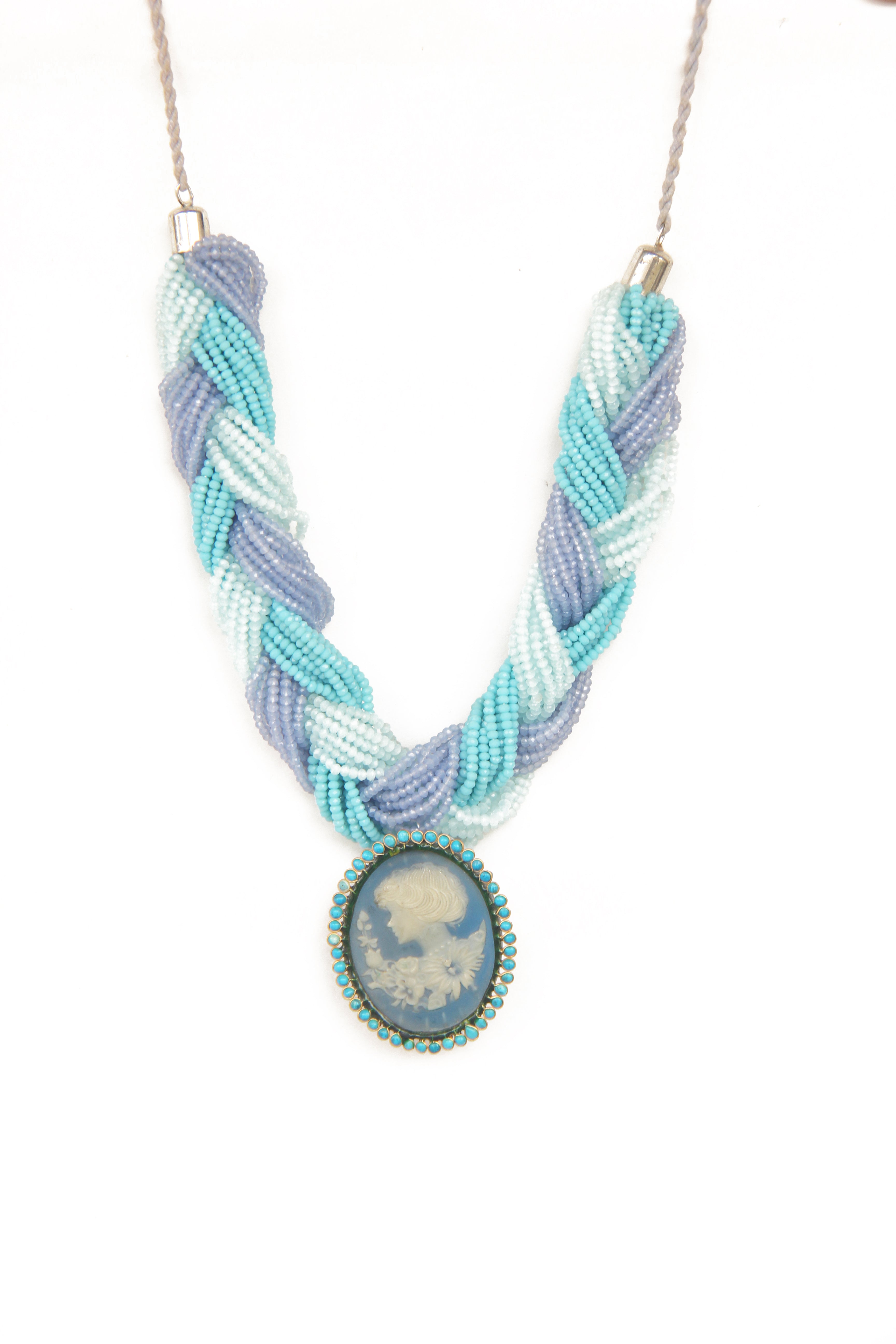 Brass Moti Necklace with 22K Gold Plate & Natural Stones