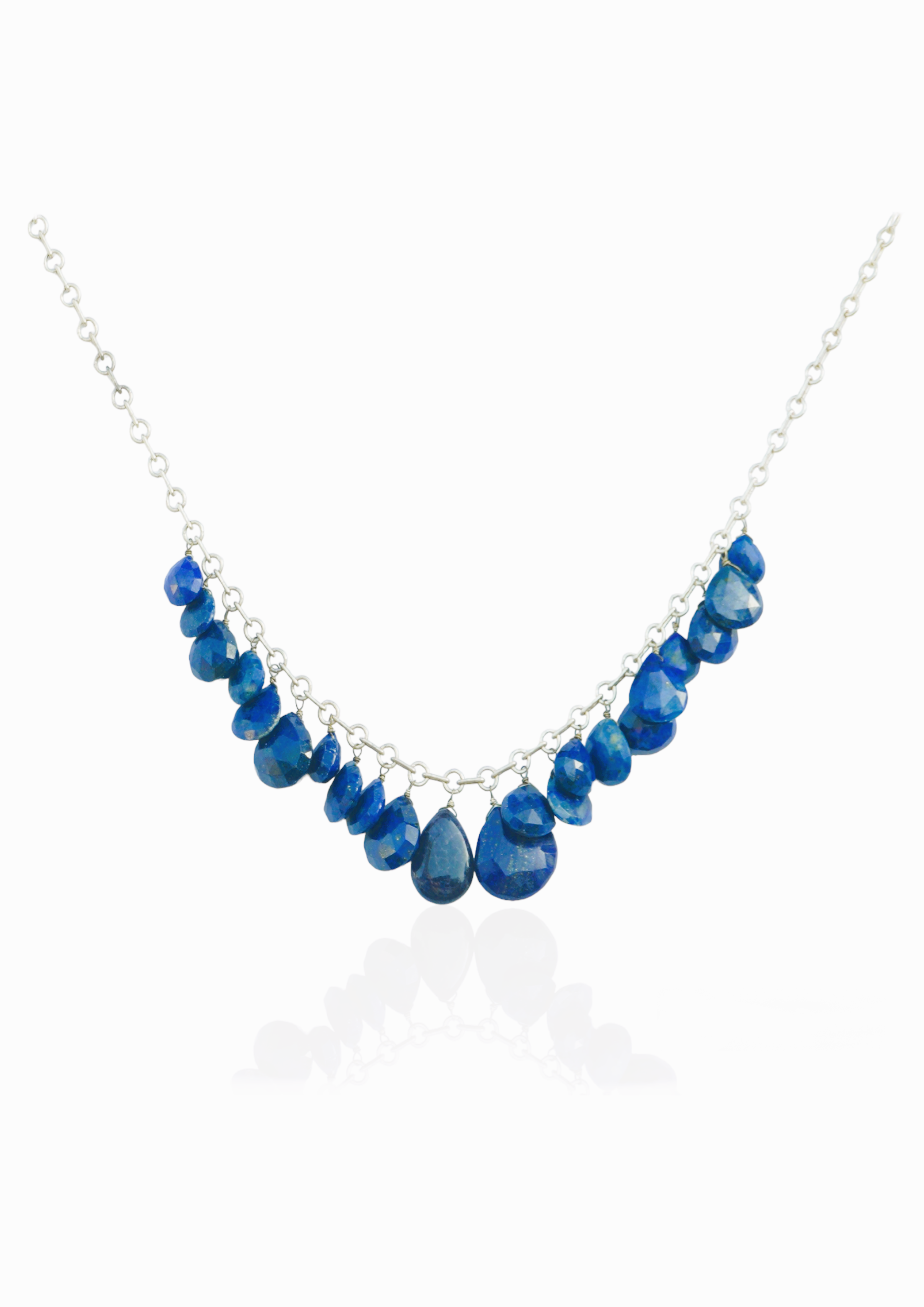 Brass Necklace with silver and natural stones