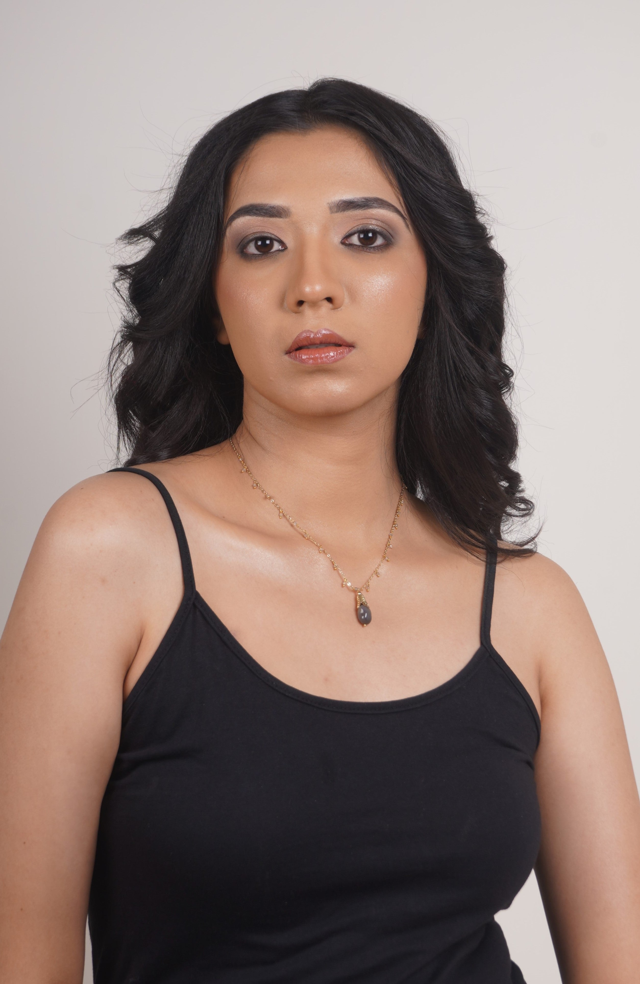 Fine One Necklace - Brass with 18K Gold Plate and Labradorite Pendant