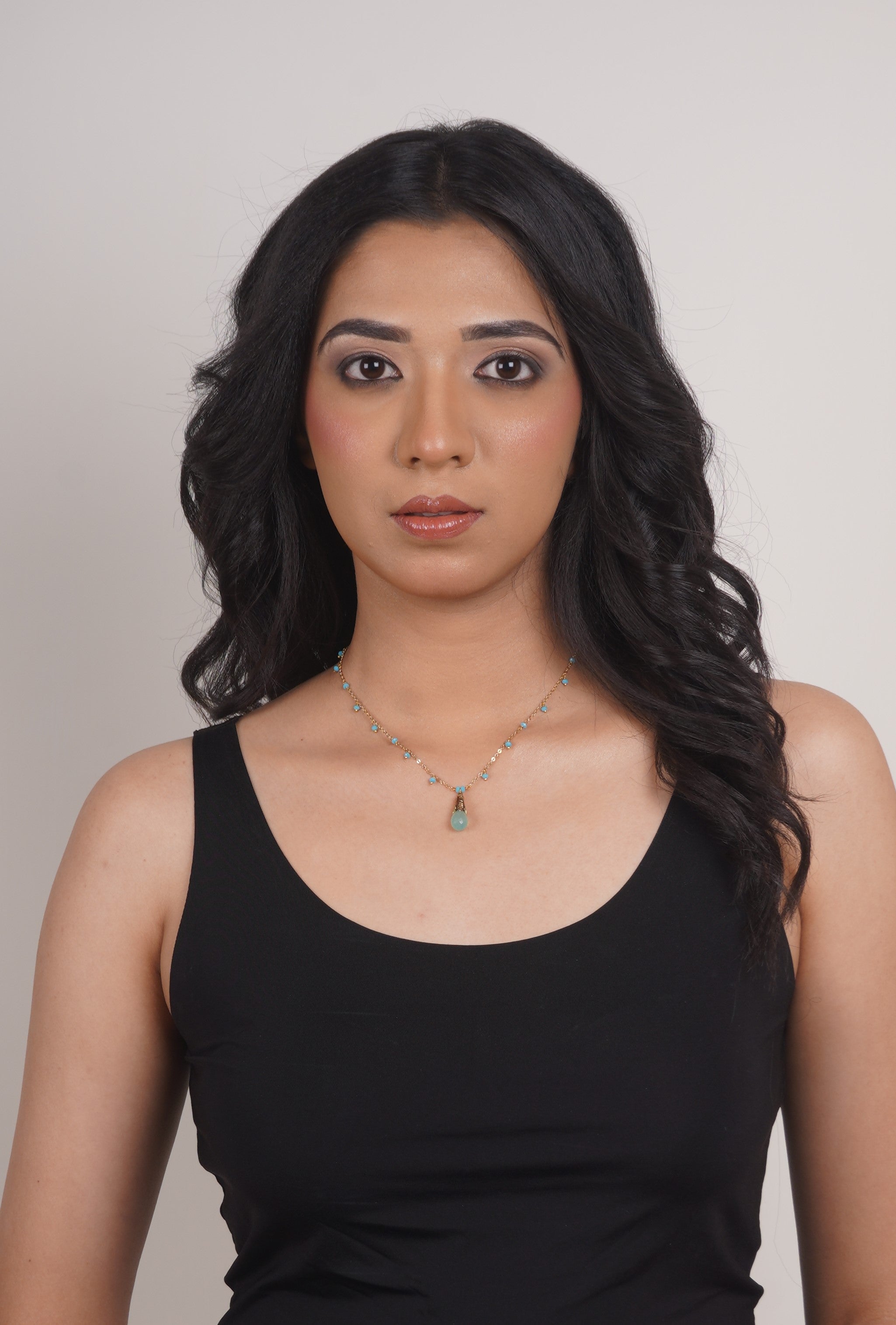 Fine One Necklace - Stylish 26mm Acqua Pendant on 420mm Adjustable Chain