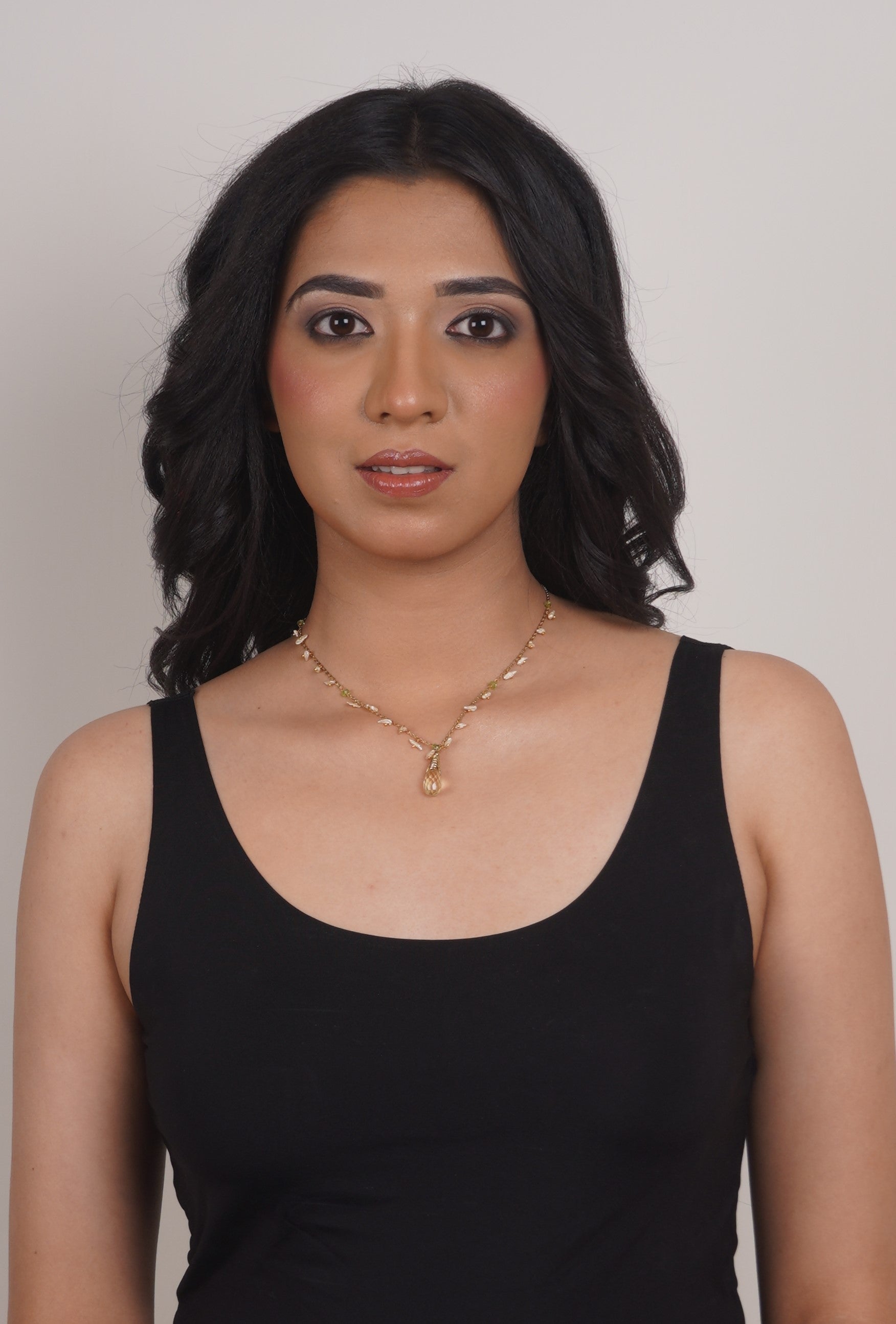 Fine One Necklace - Citrine with 18K Gold Plate and Brass