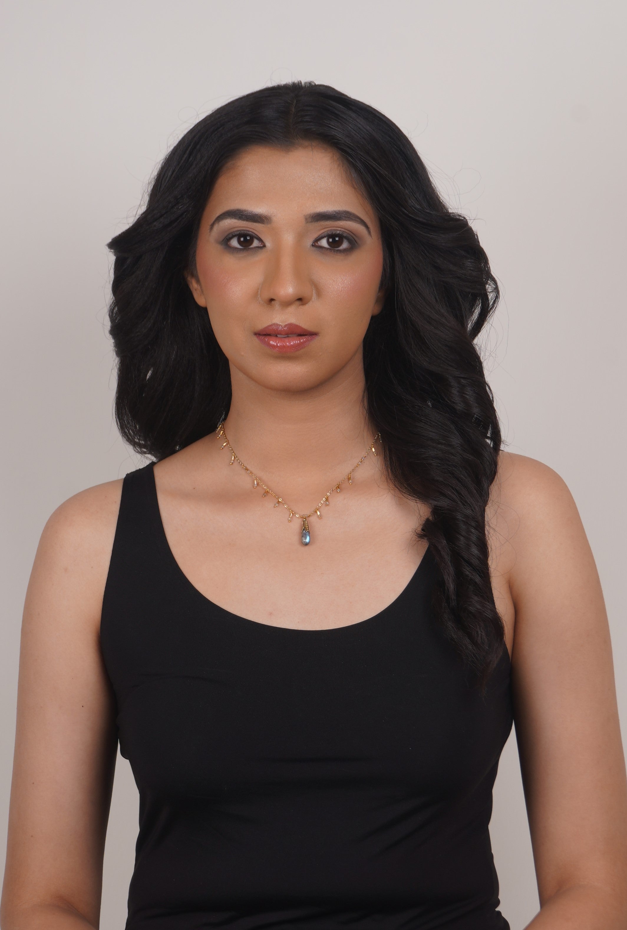 Fine One Necklace with Brass, Natural Stones and 18K Gold Plate