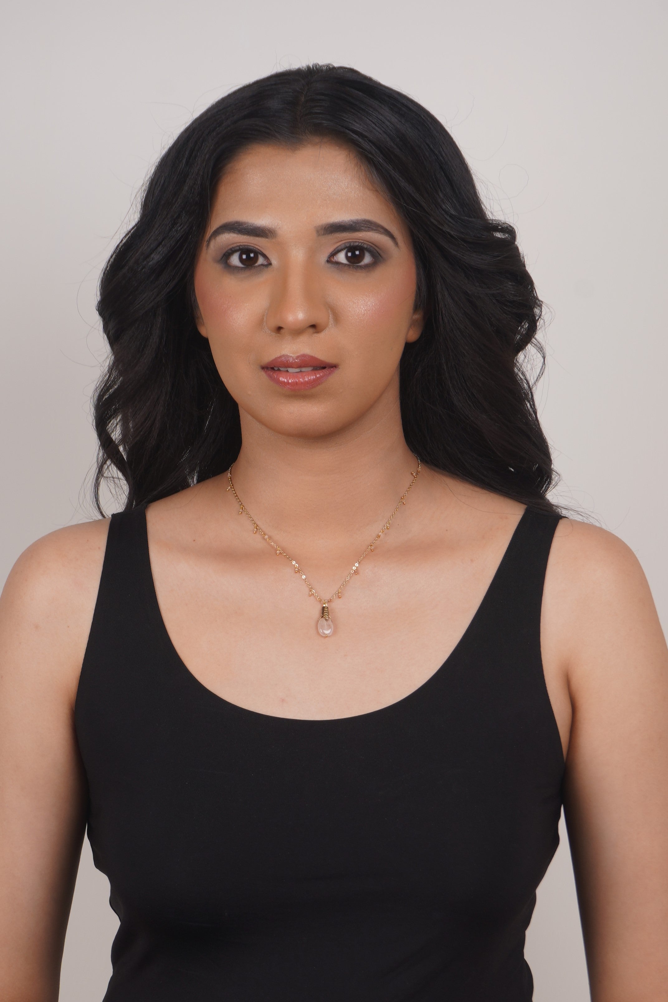 Fine One Necklace: Light Rose Quartz Pendant