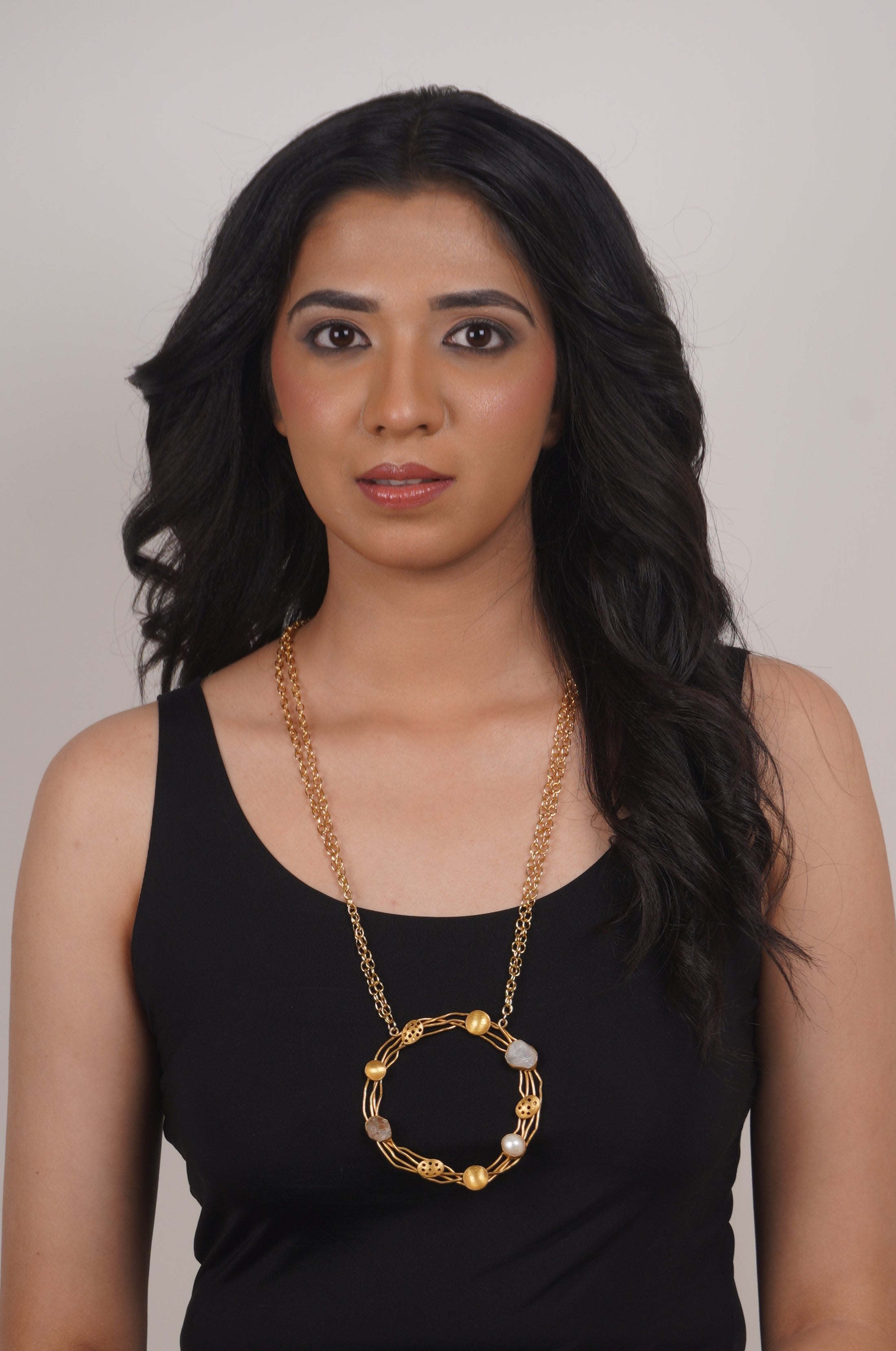 Fine One Necklace with Labradorite, Moonstone, and Pearls