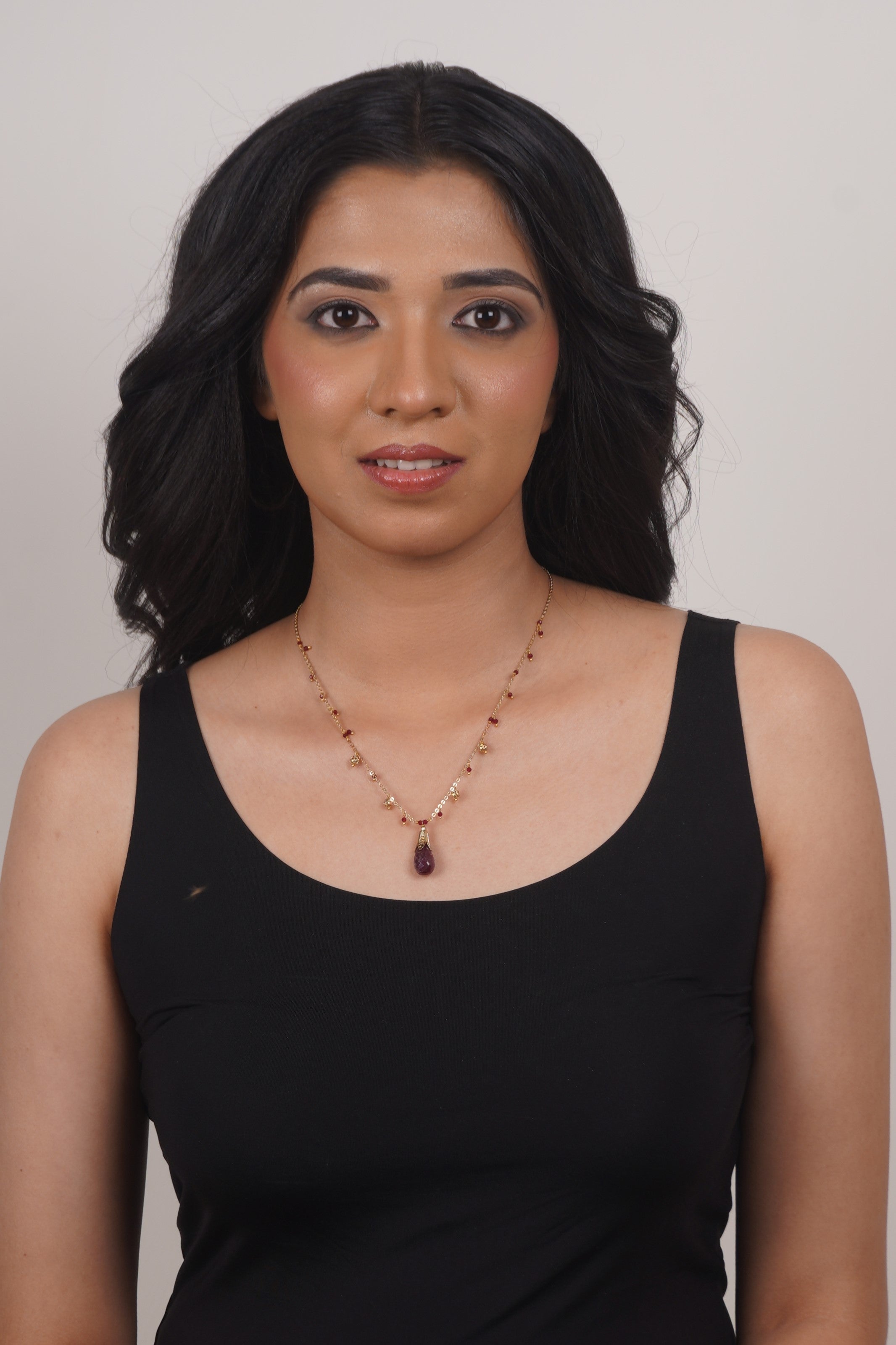 Fine One Necklace - Ruby and Lucite Beads with 28mm Pendant