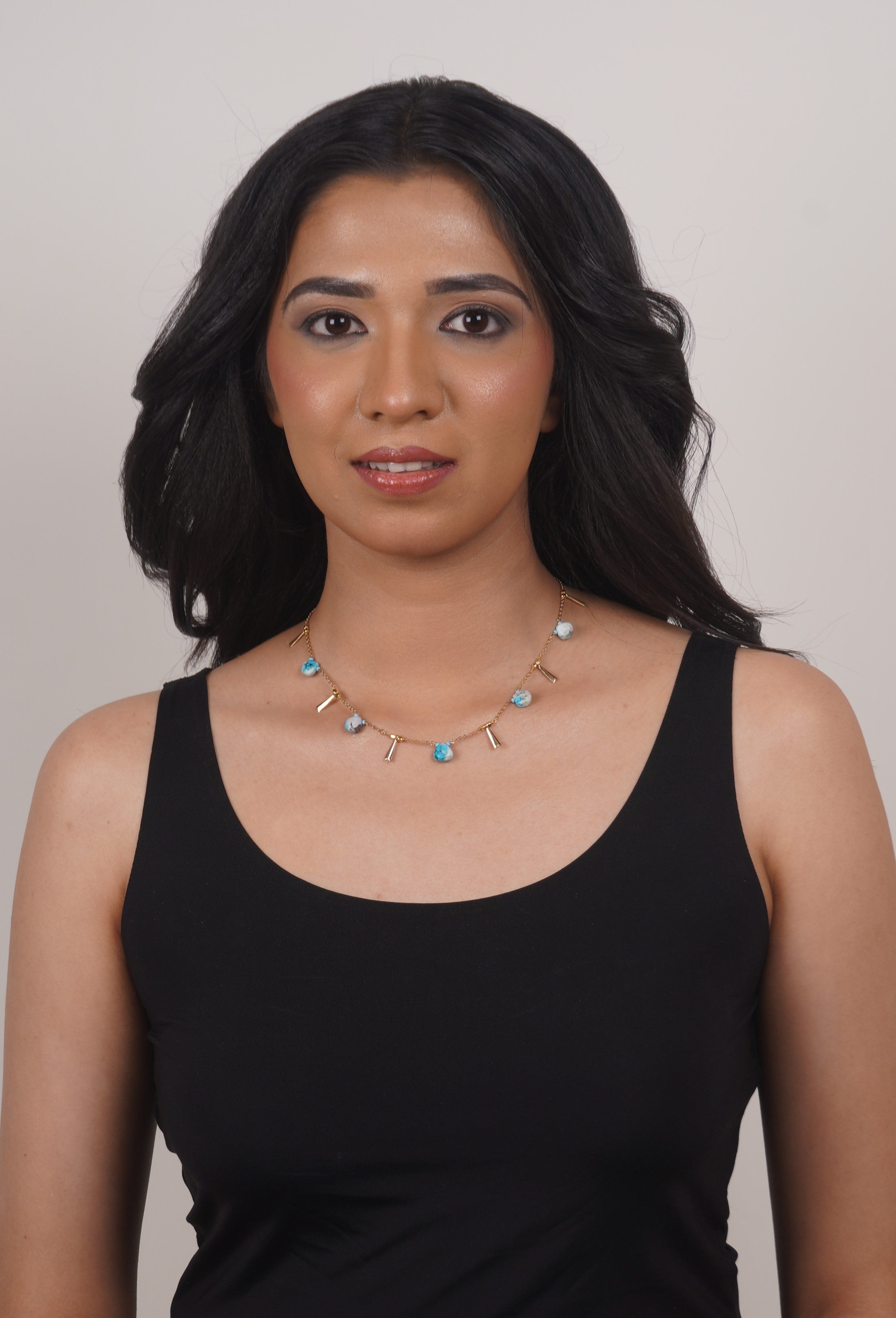 Fine One Necklace - Turquoise with 15mm Chain and Adjustable Length