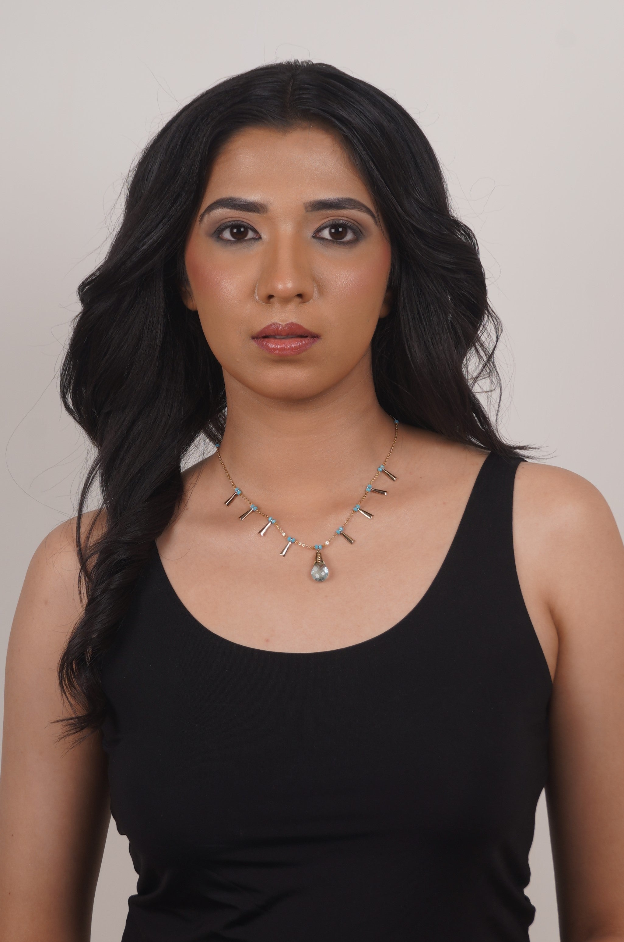 Fine One Necklace - Aquamarine Pendant with 443mm Adjustable Chain