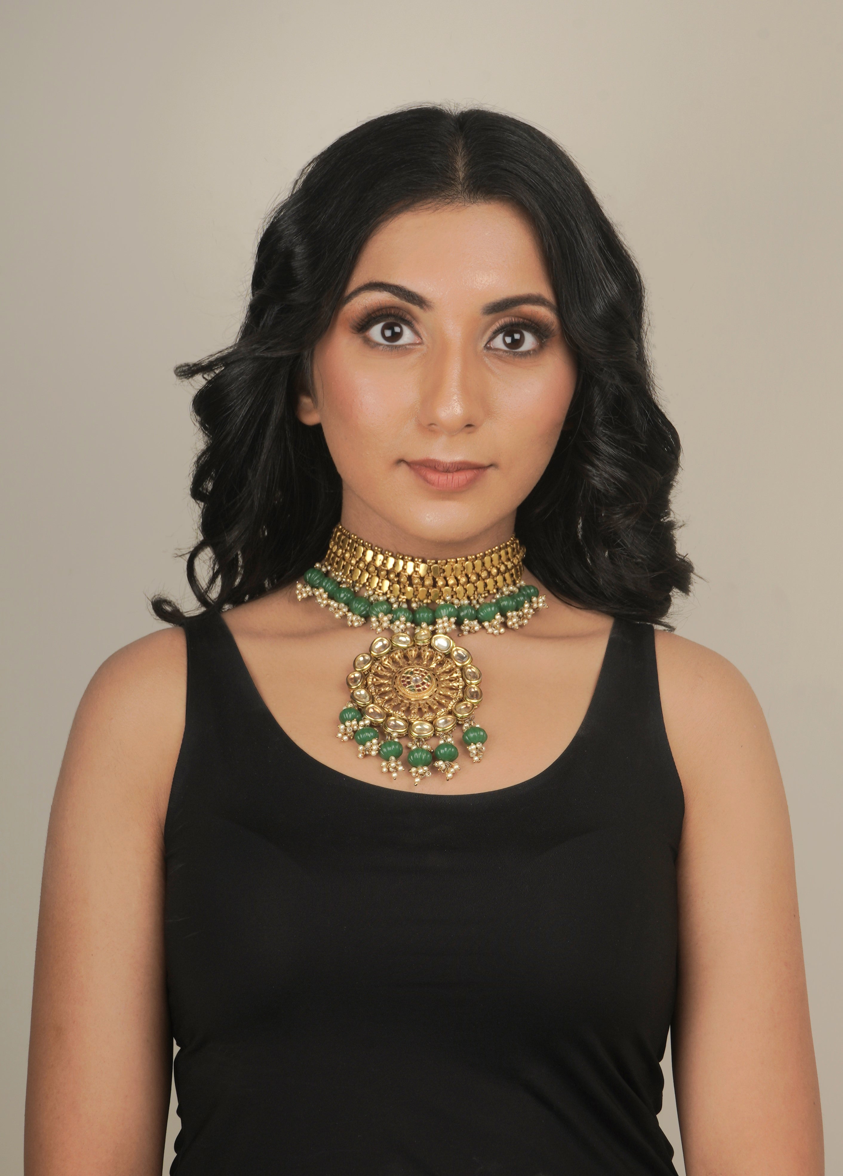 Noor Necklace - Brass Adorned with 22K Gold Plate and Natural Elements