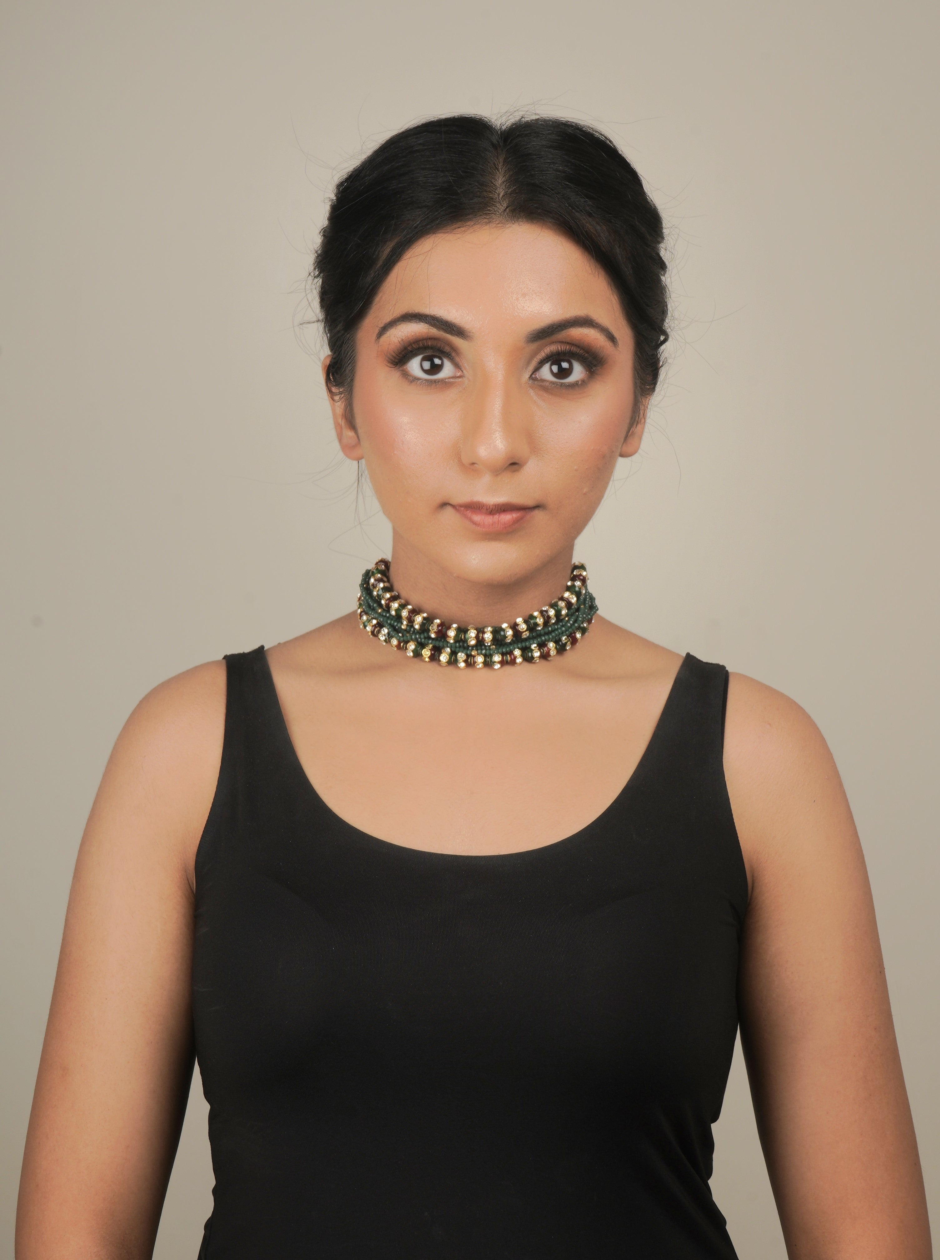 Moti Necklace - Brass with 22K Gold Plate & Natural Stones