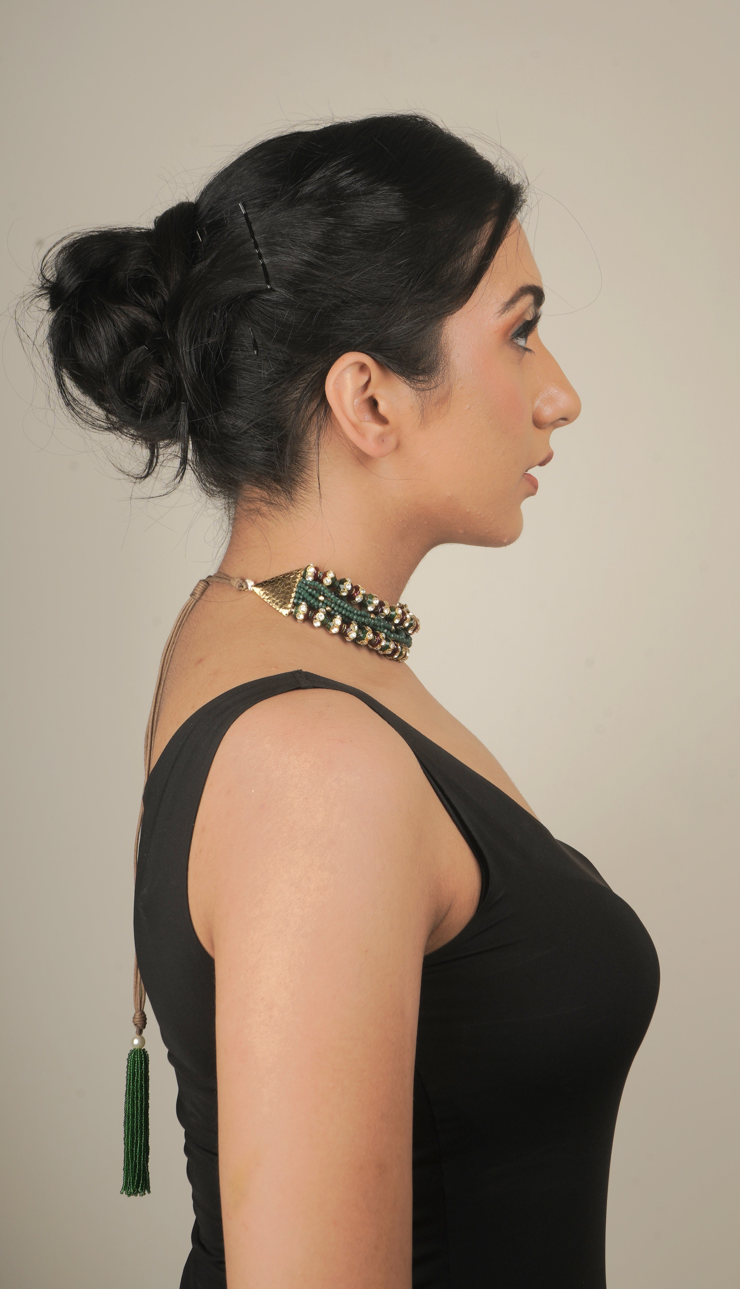 Moti Necklace - Brass with 22K Gold Plate & Natural Stones