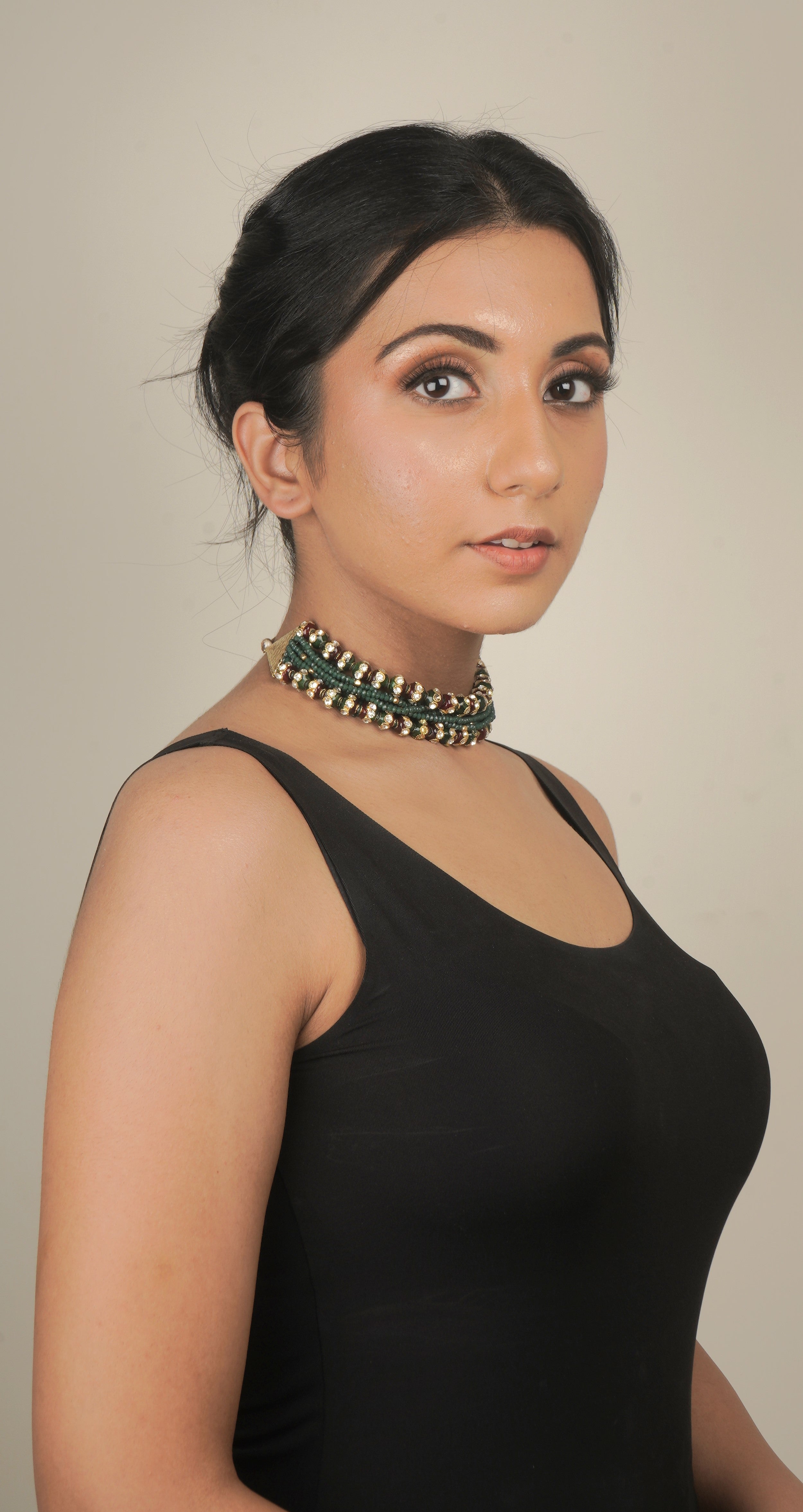 Moti Necklace - Brass with 22K Gold Plate & Natural Stones