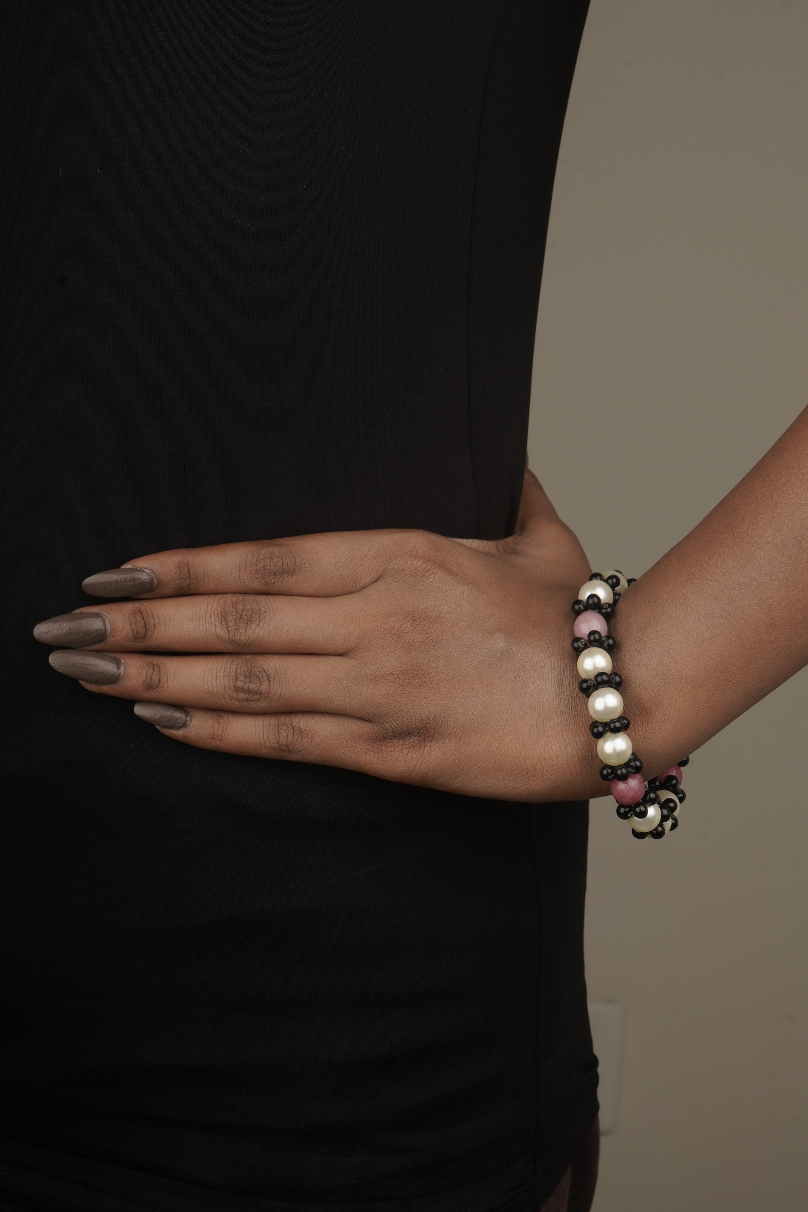 Artisan Crafted 18K Gold Plated Brass Bracelet with Natural Stones