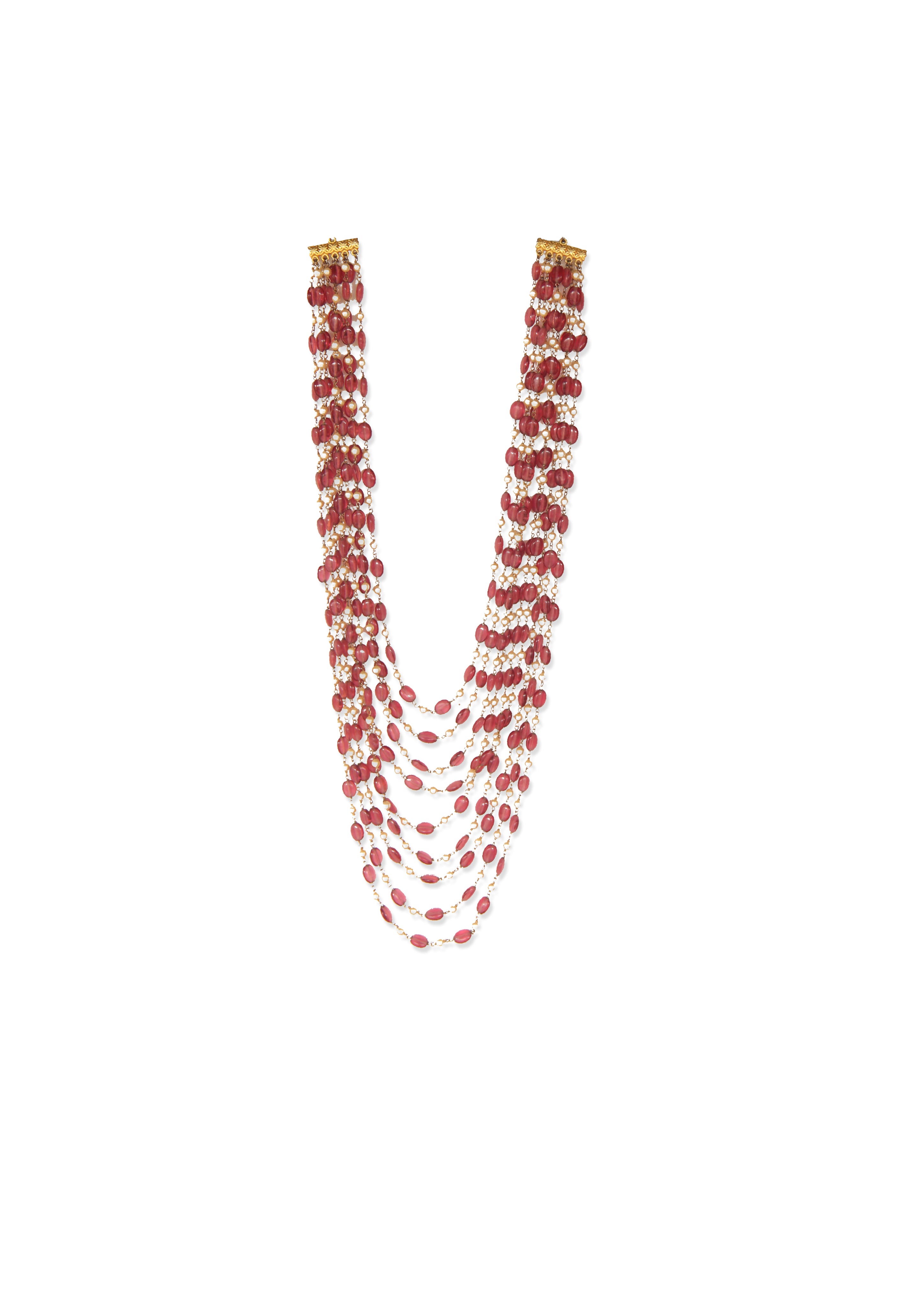 Moti Necklace - Tourmaline Beads with 22K Gold