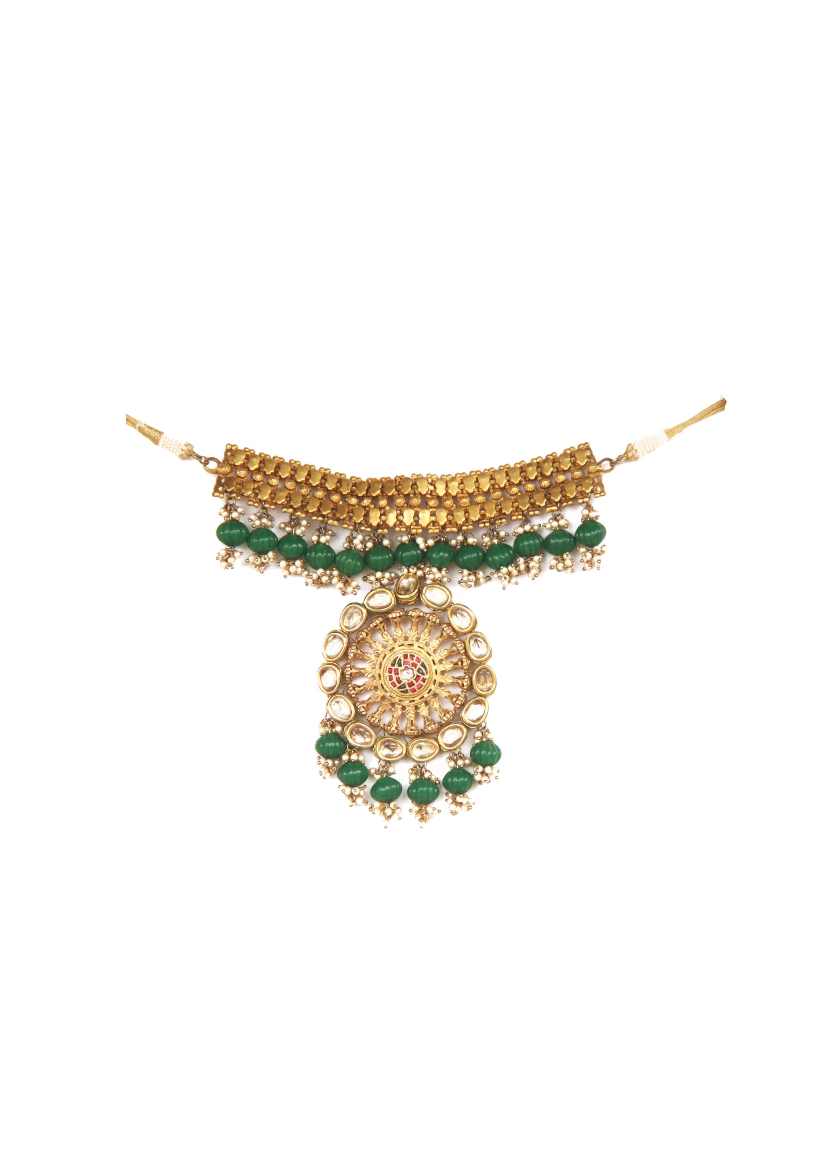 Noor Necklace - Brass Adorned with 22K Gold Plate and Natural Elements