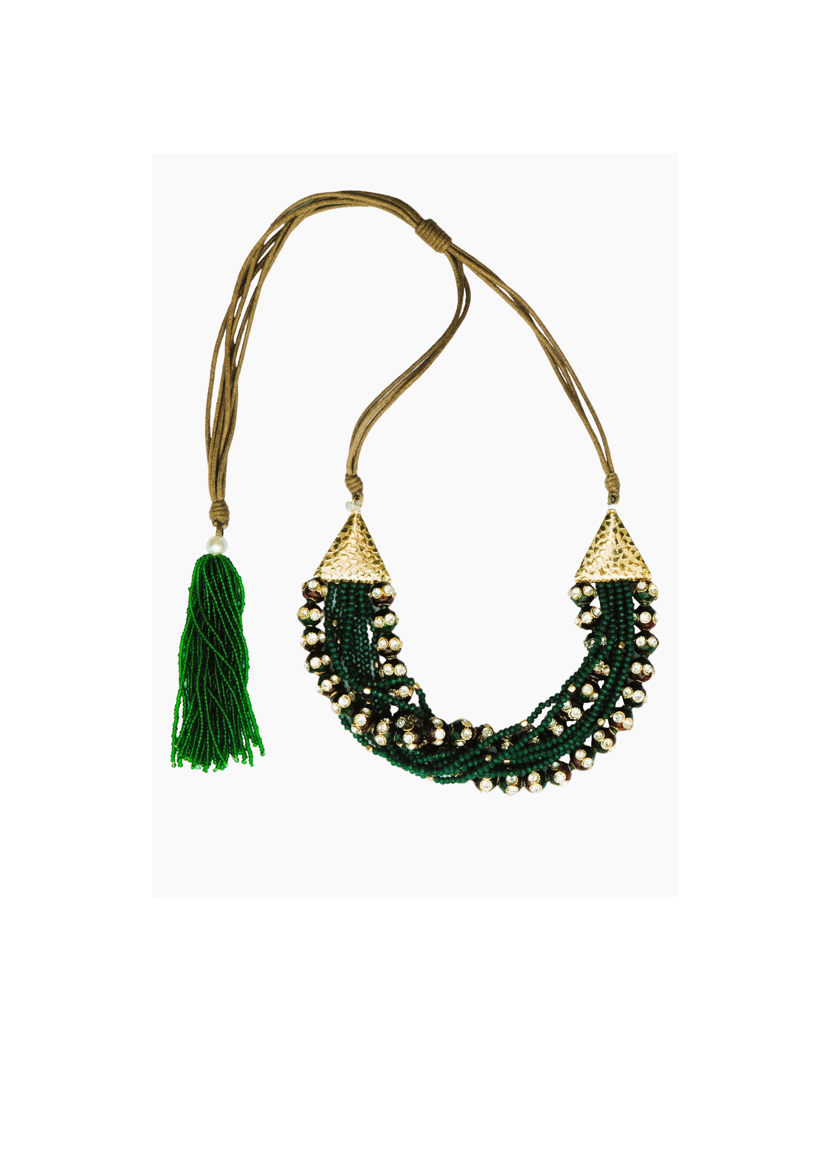 Moti Necklace - Brass with 22K Gold Plate & Natural Stones