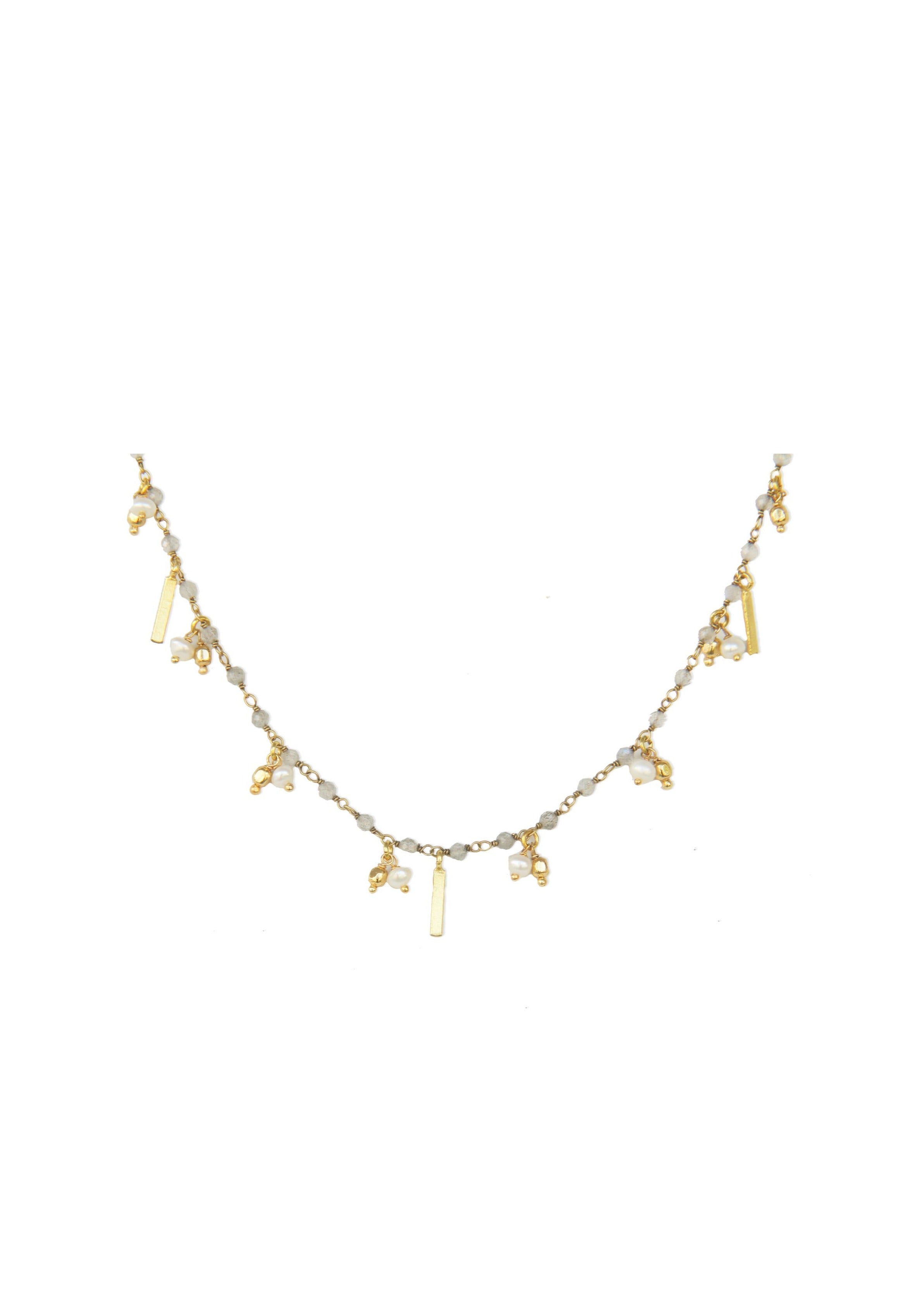 Fine One Necklace: Freshwater Pearls & Labradorite Glam