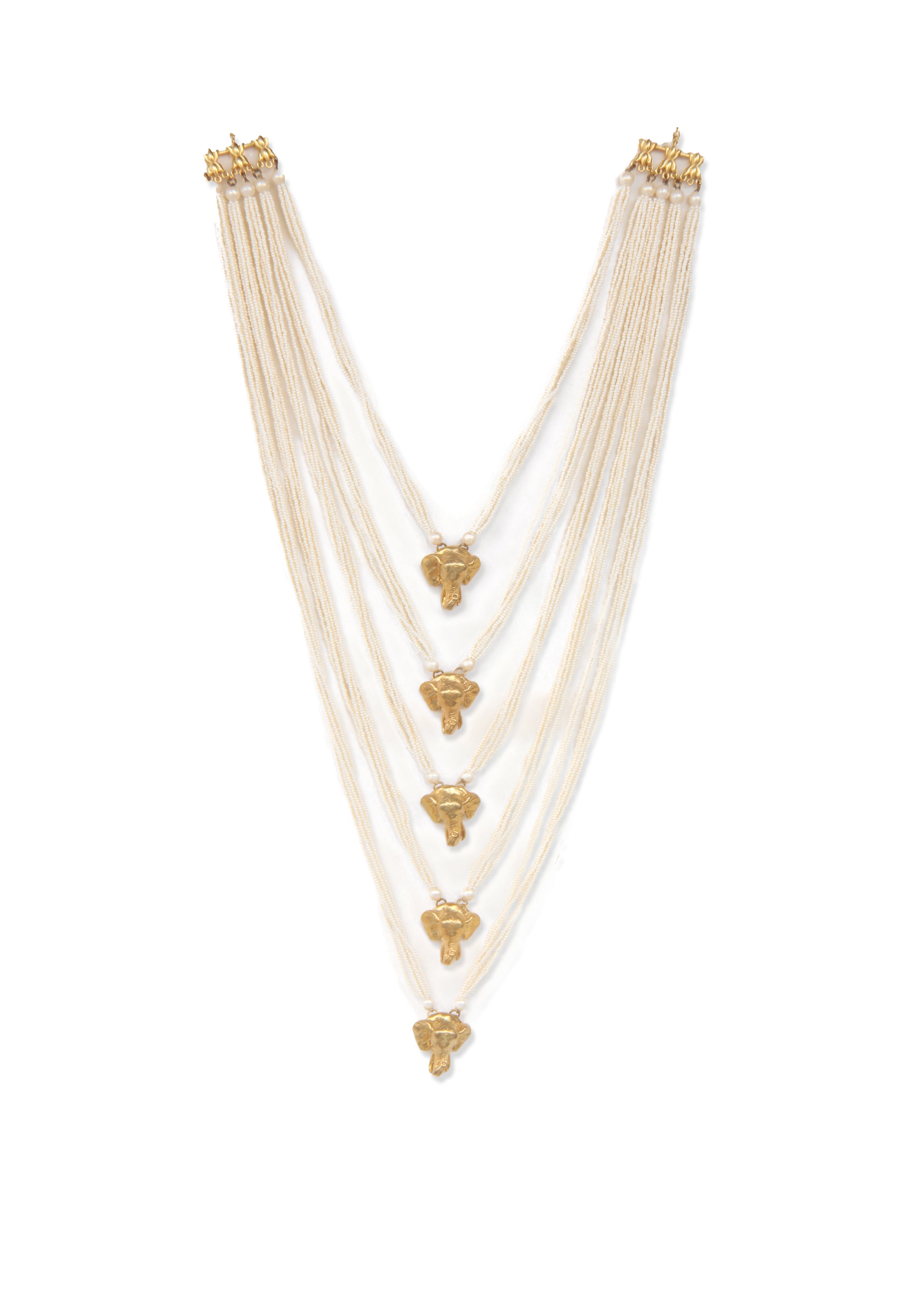 Gajja of Chain - Brass and Natural Stones with 22K Gold Plate