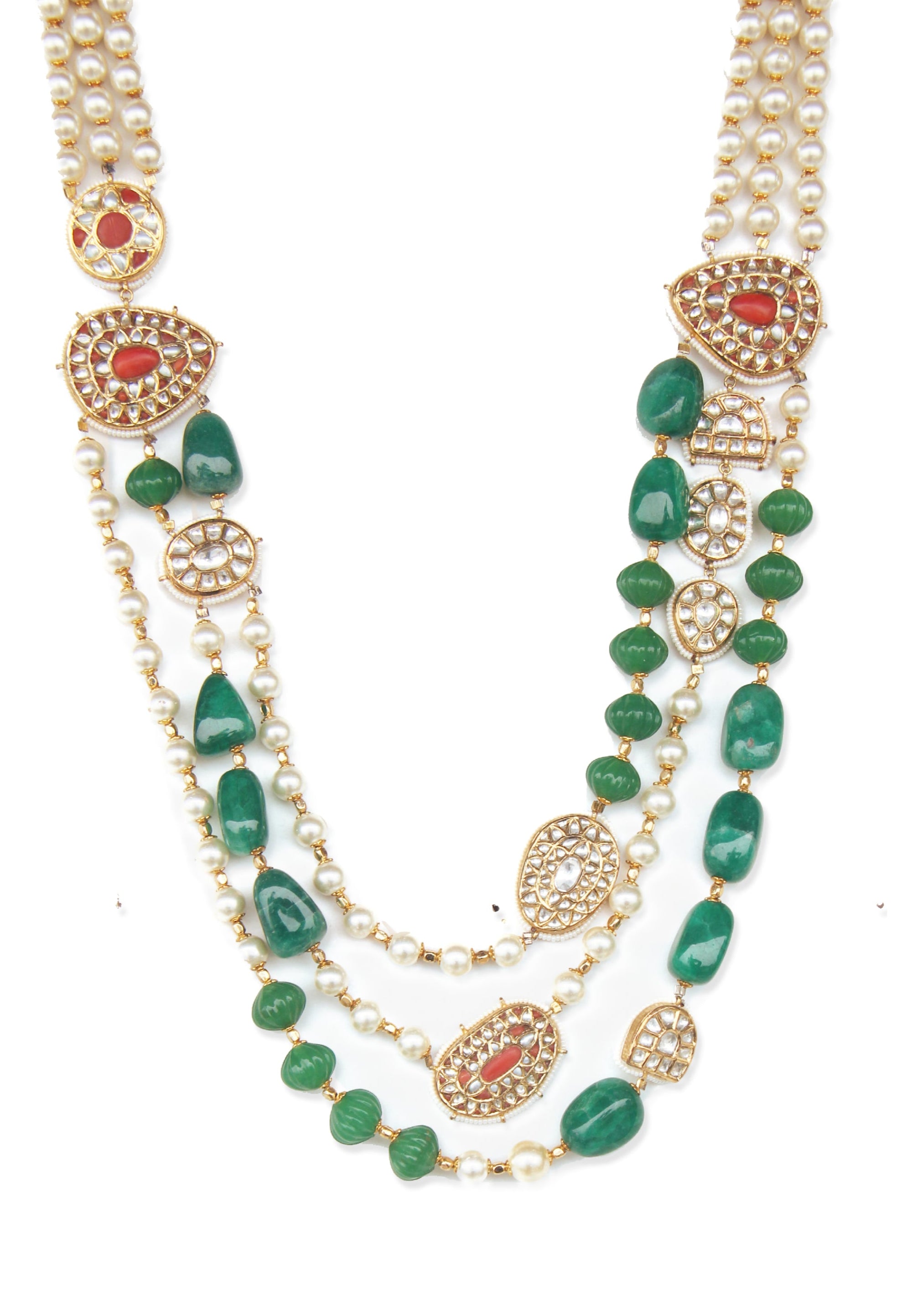 Nizam Necklace - 22K Gold-Plated Brass with Natural Stones
